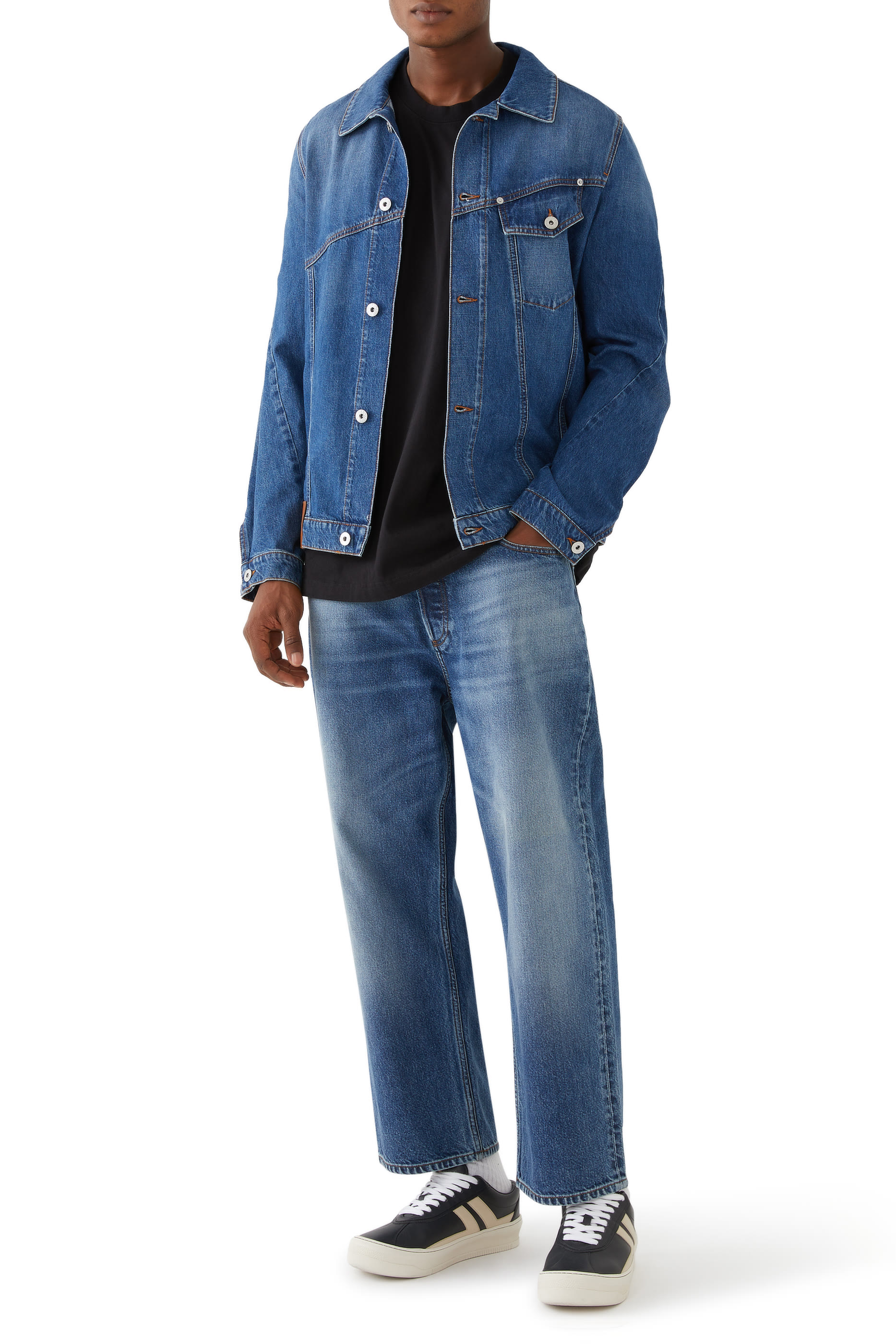 Cropped Straight-Leg Denim Jeans