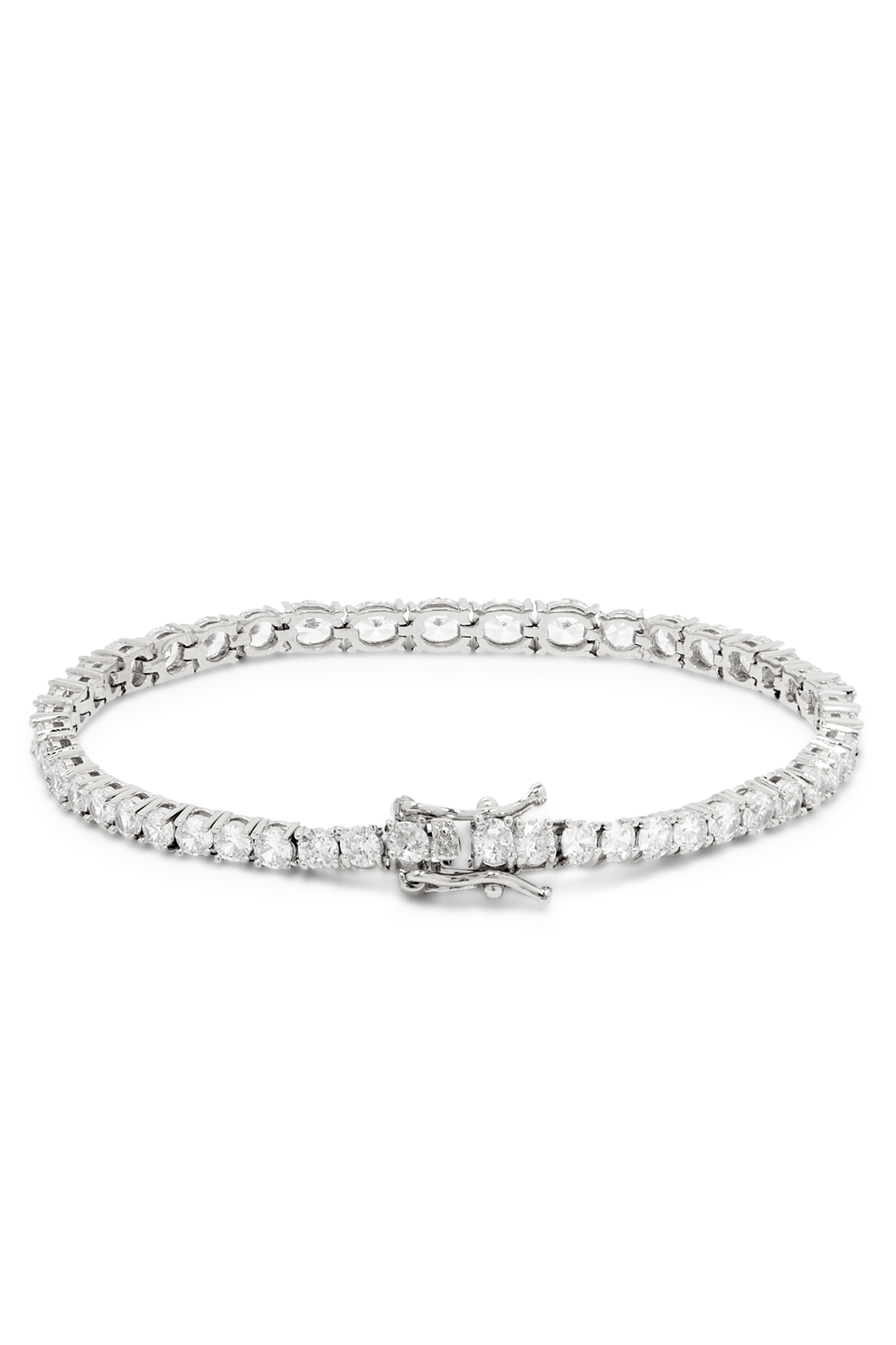 Round CZ Tennis Bracelet, Rhodium-Plated Brass & Cubic Zirconia