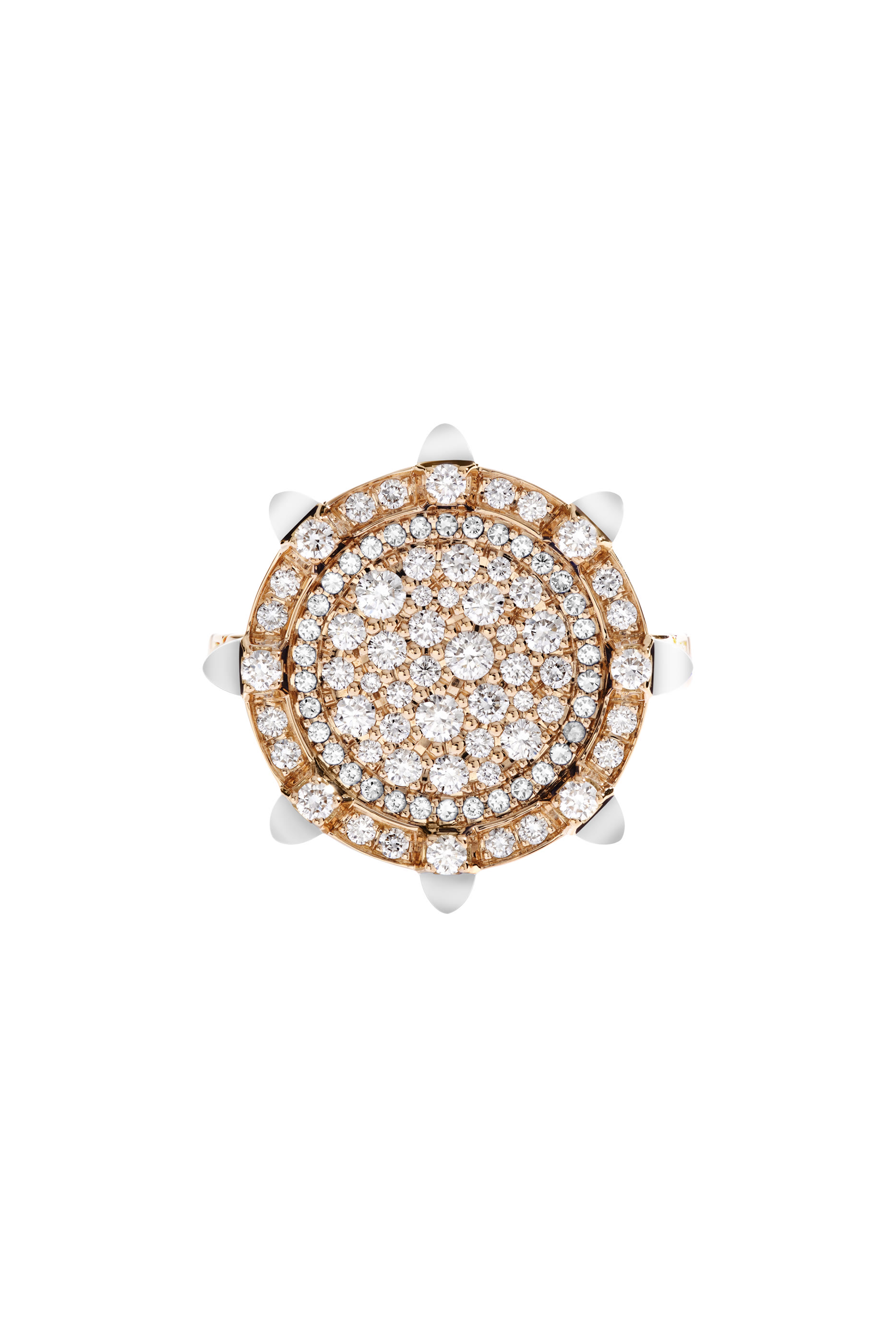 Tip-Top Statement Ring, 18k Rose Gold White Agate & Diamond