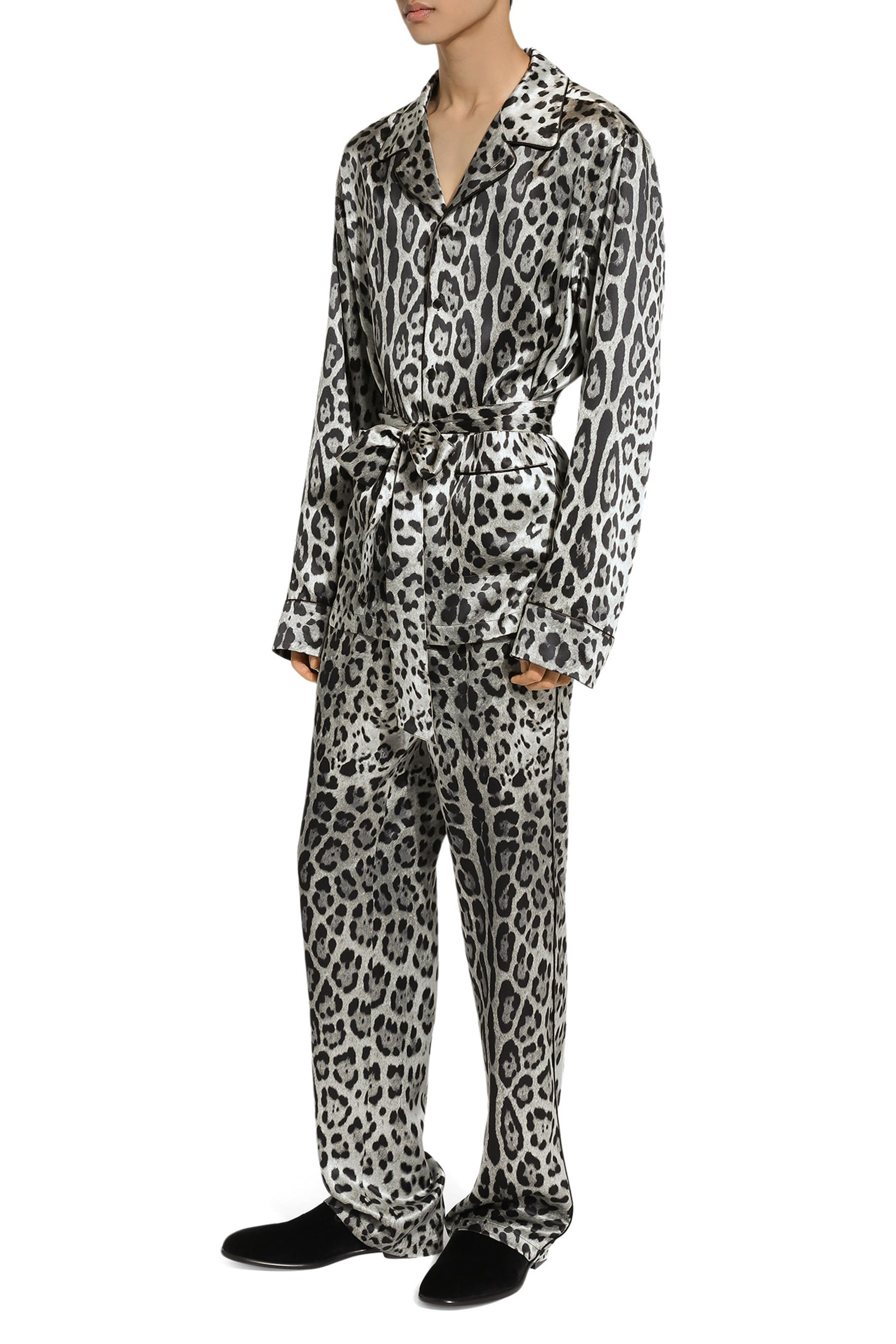 Leopard-Print Satin Robe