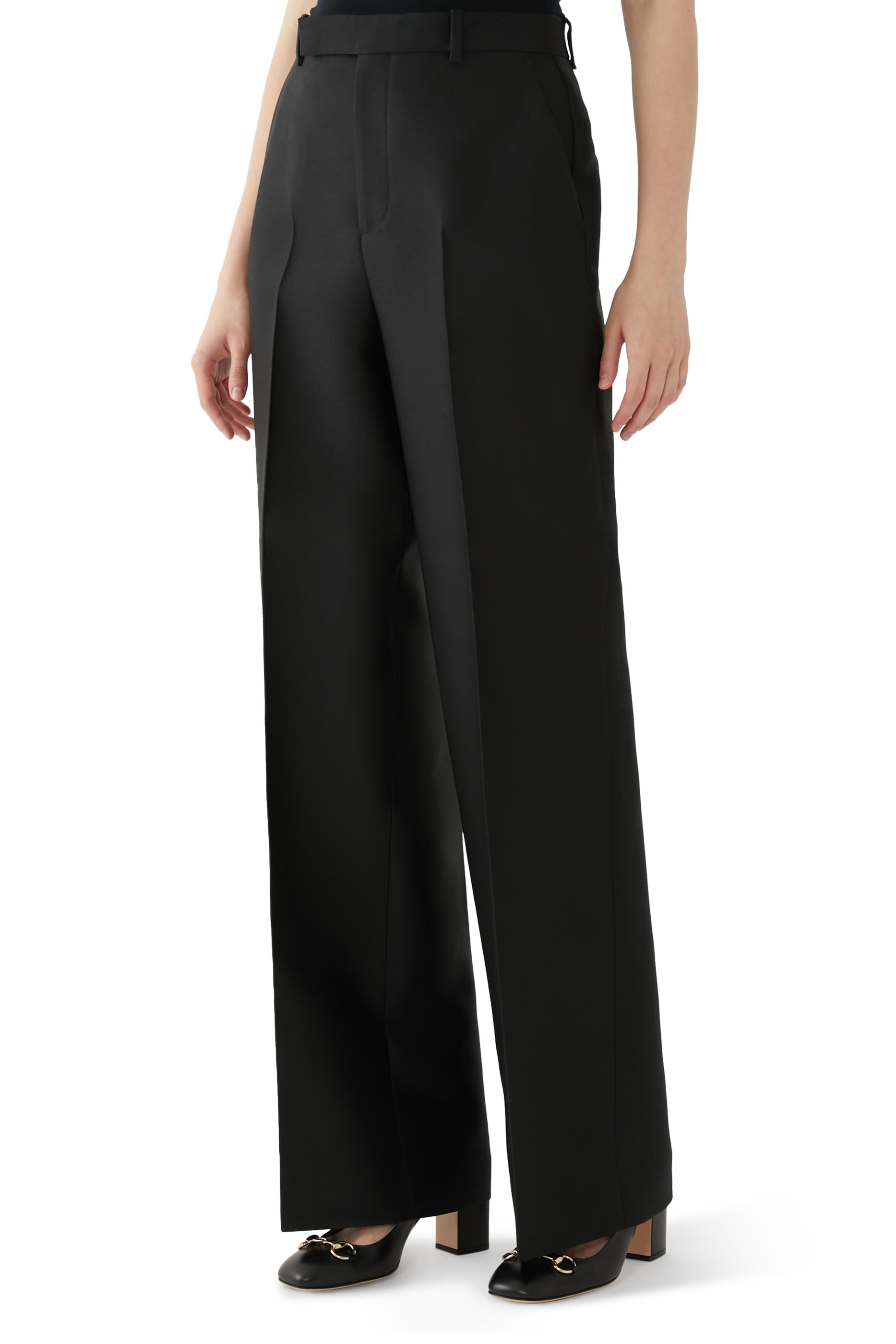 Embroidered Wool Silk Gabardine Pants