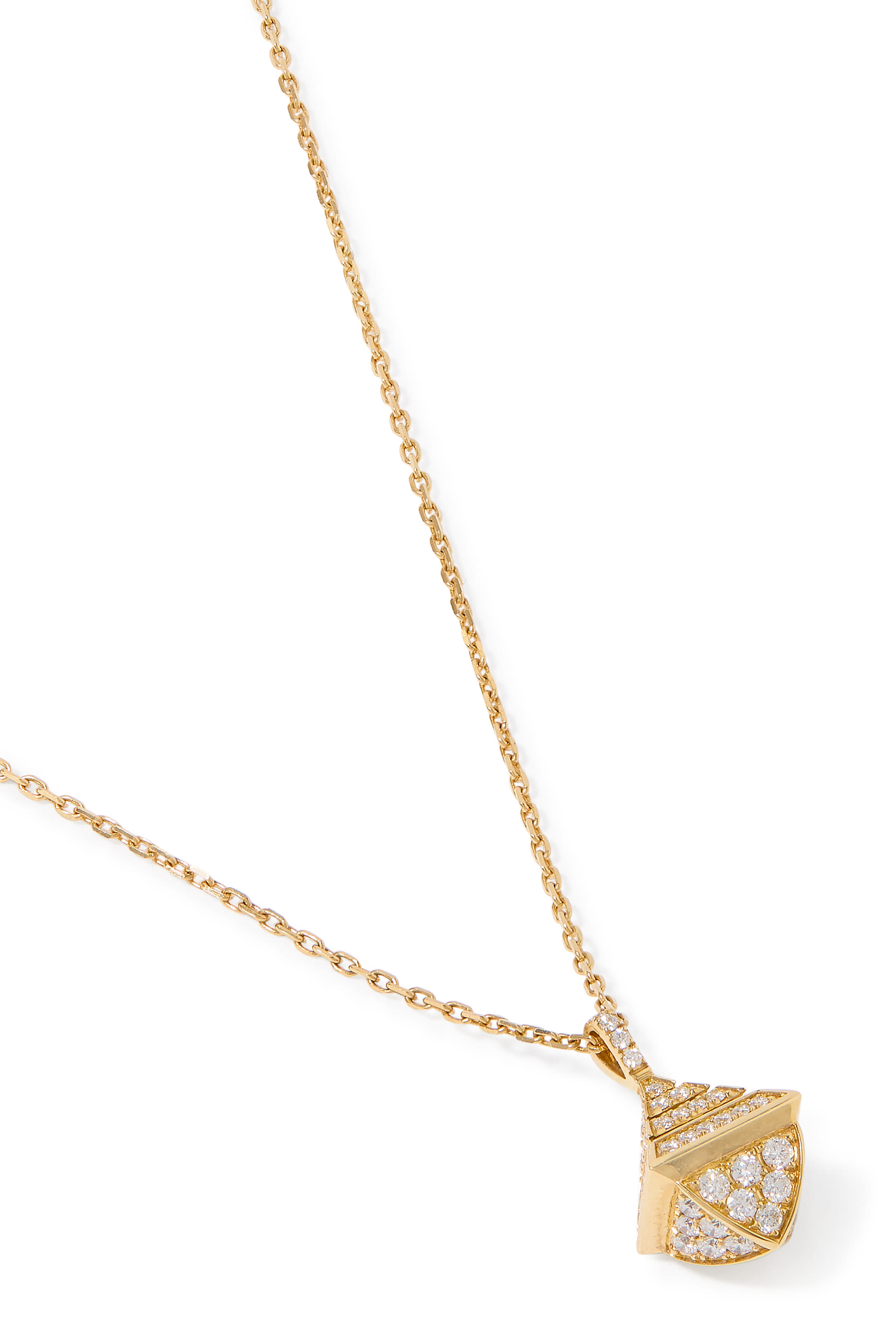 Cleo Mini Rev Pendant, 18k Yellow Gold with Full Diamonds