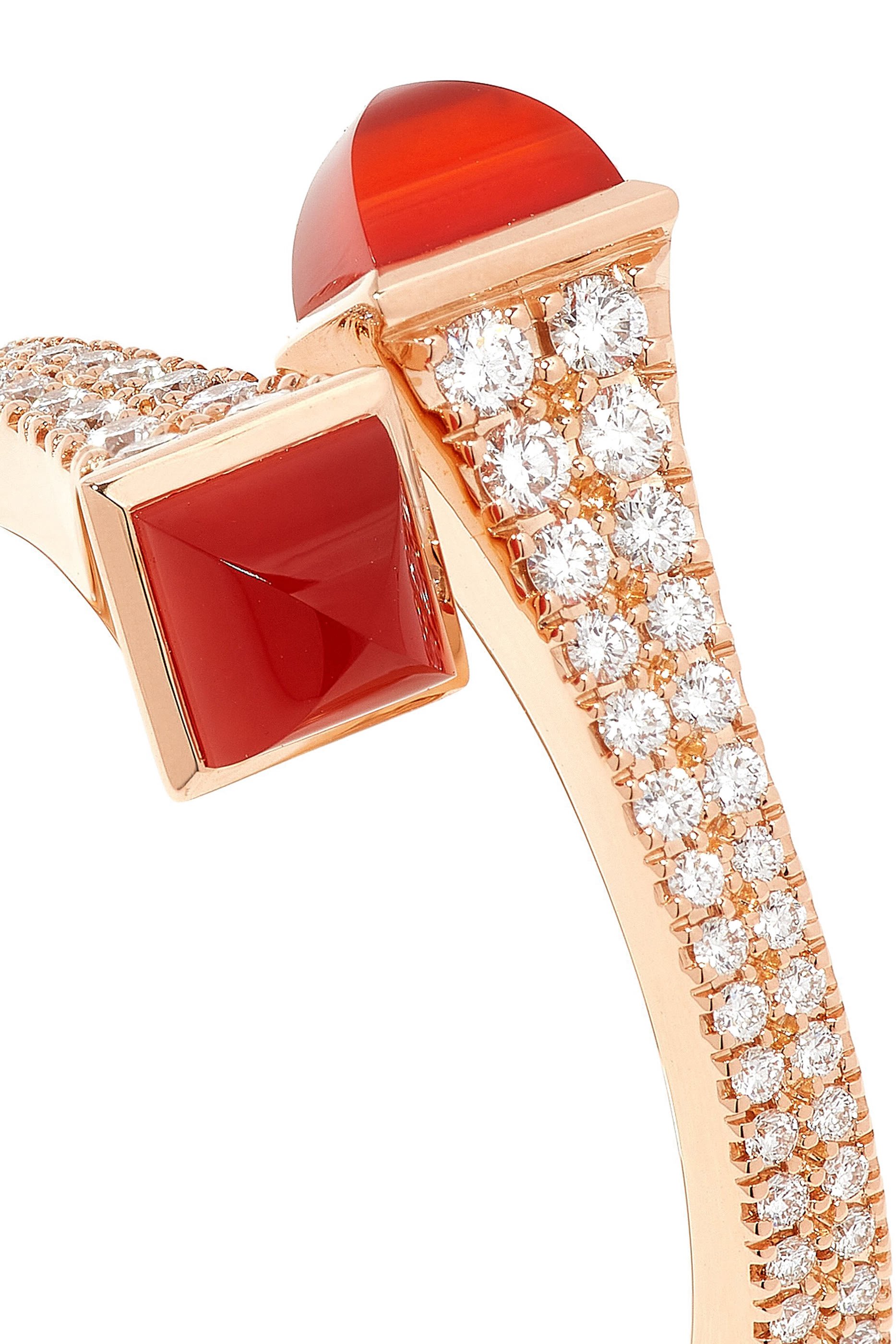 Cleo Slim Ring, 18k Rose Gold with Red Agate & Diamonds