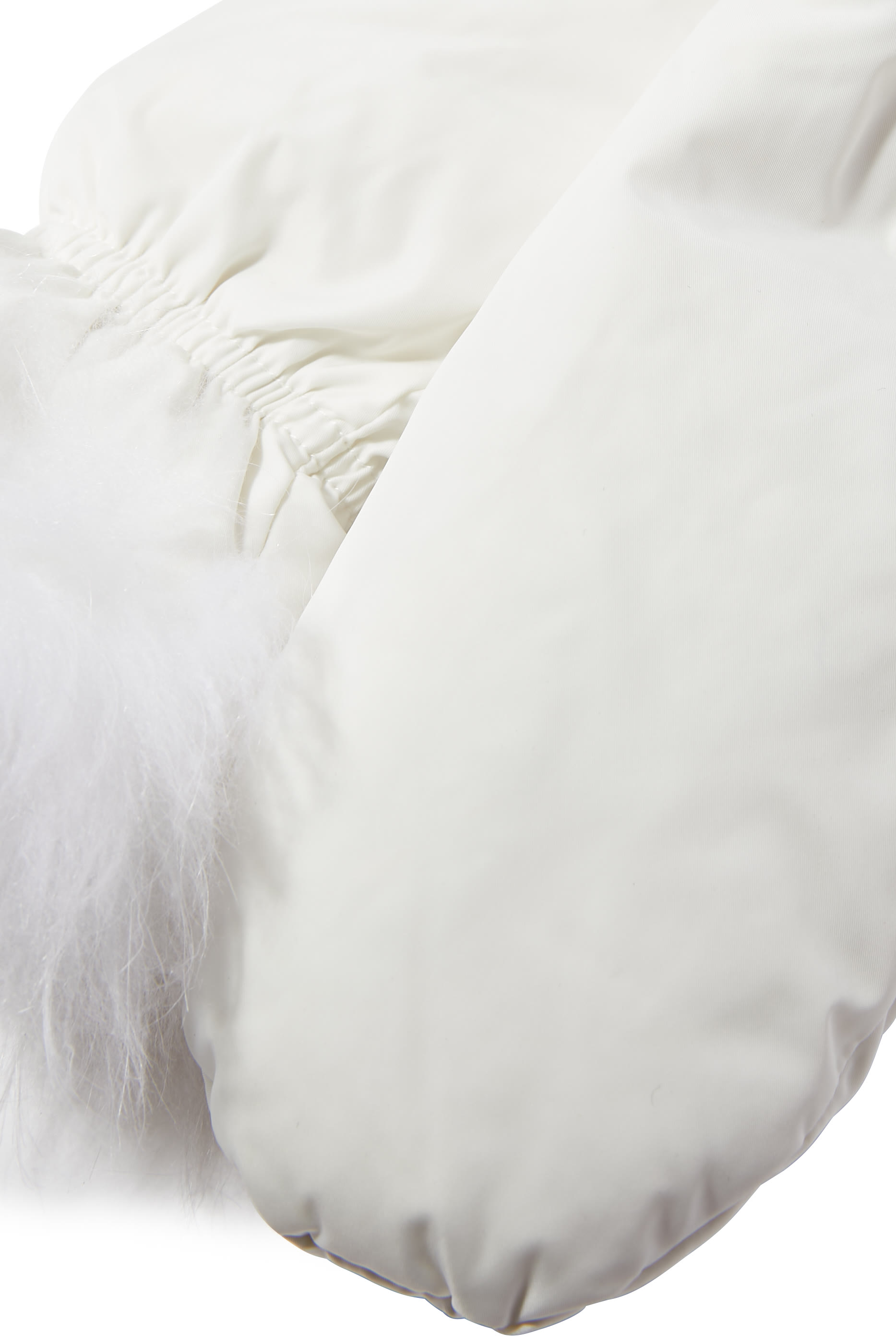 Flannel Mittens with Fox Fur Trim