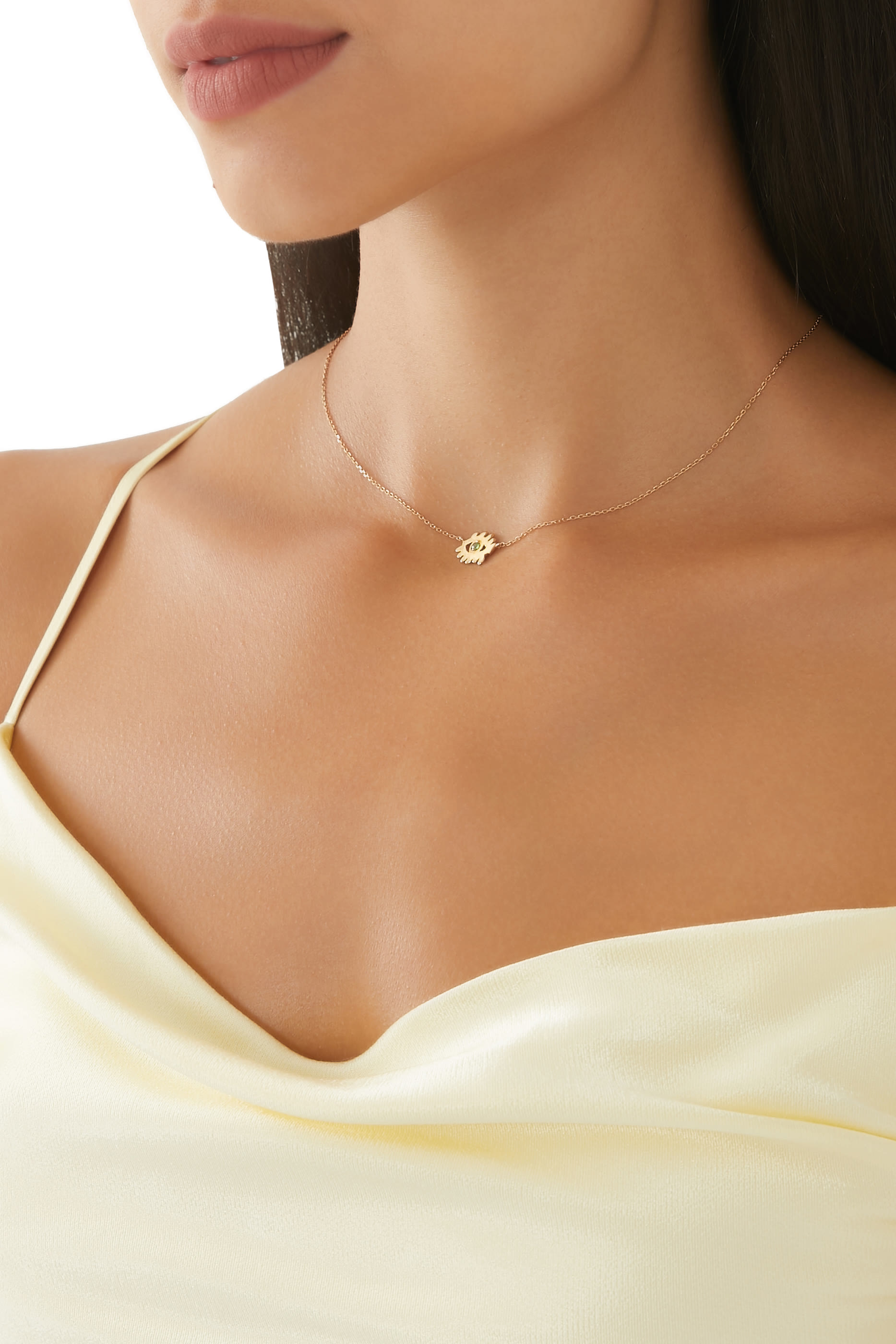 Evil Eye Necklace, 18k Yellow Gold & Tourmaline