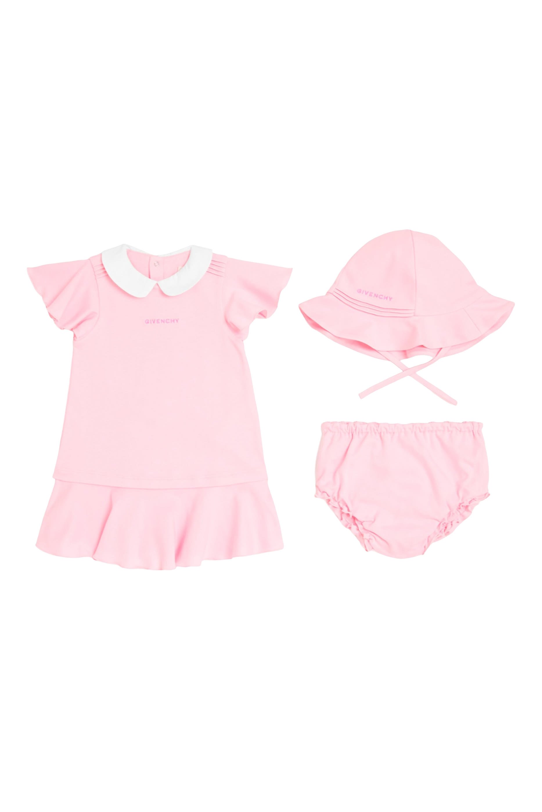 Kids Cotton Dress, Bloomers and Hat Set