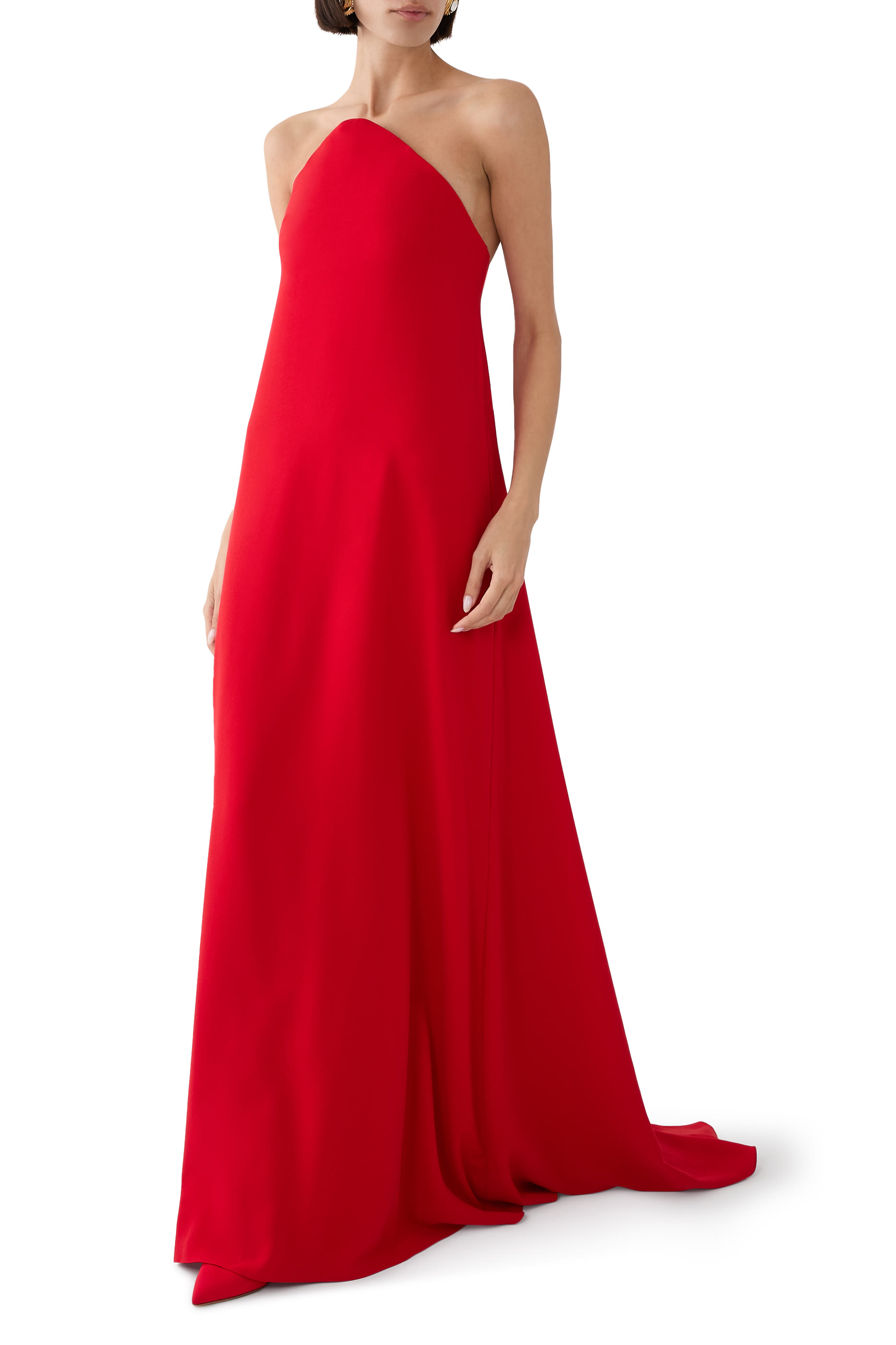 Strapless Curved Neckline Gown