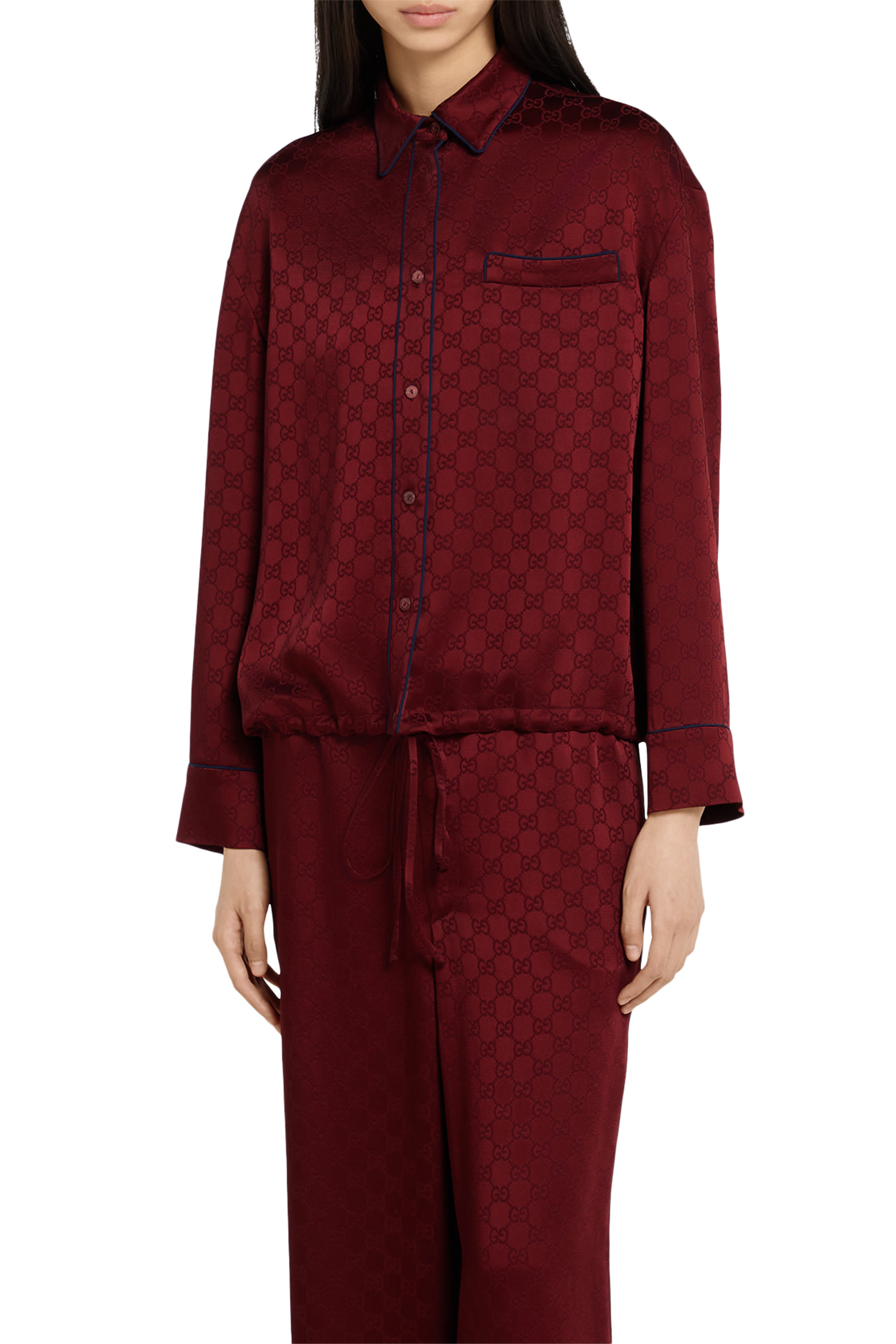 GG Satin Tie Waist Shirt