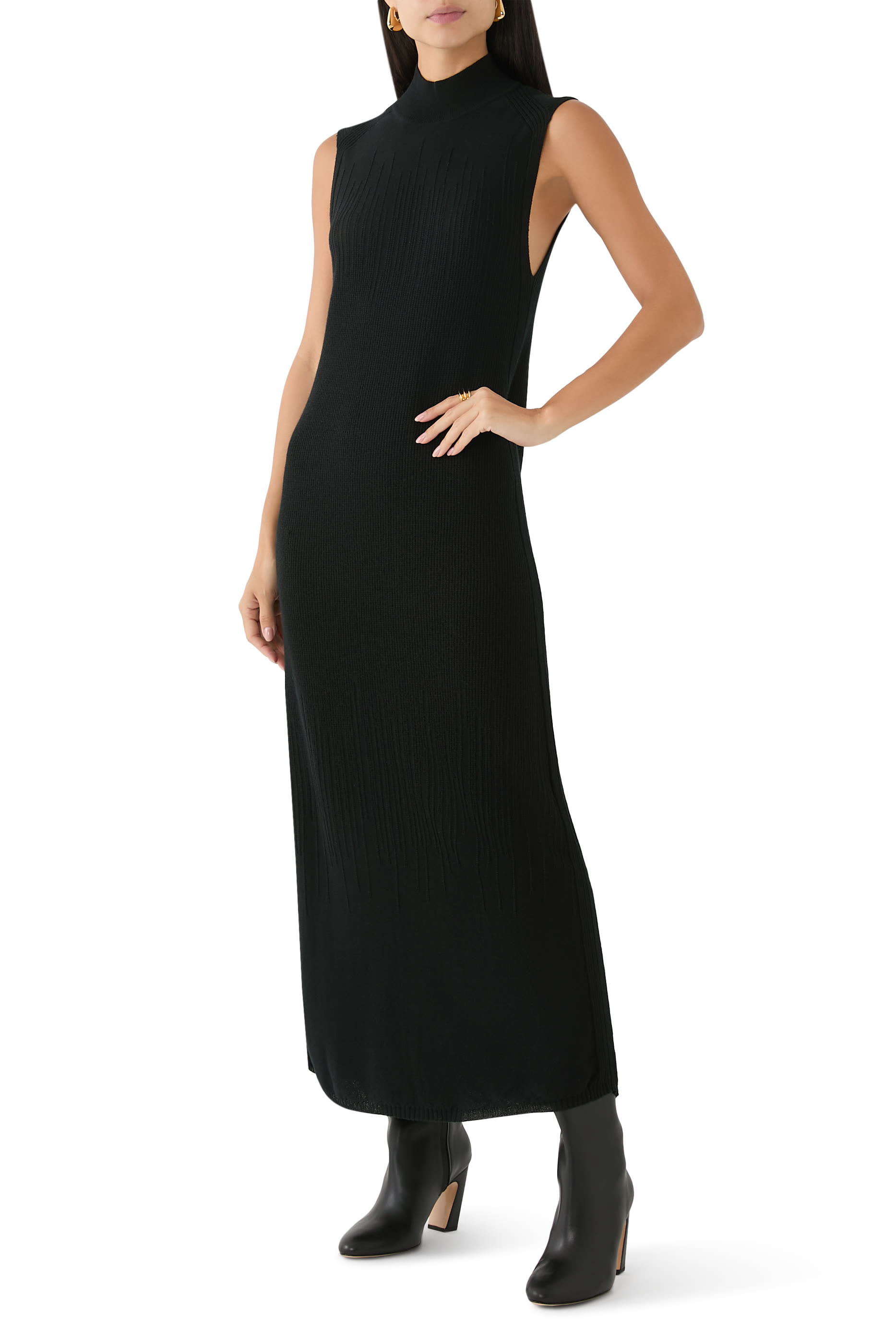 Gradient Stitch High Neck Dress