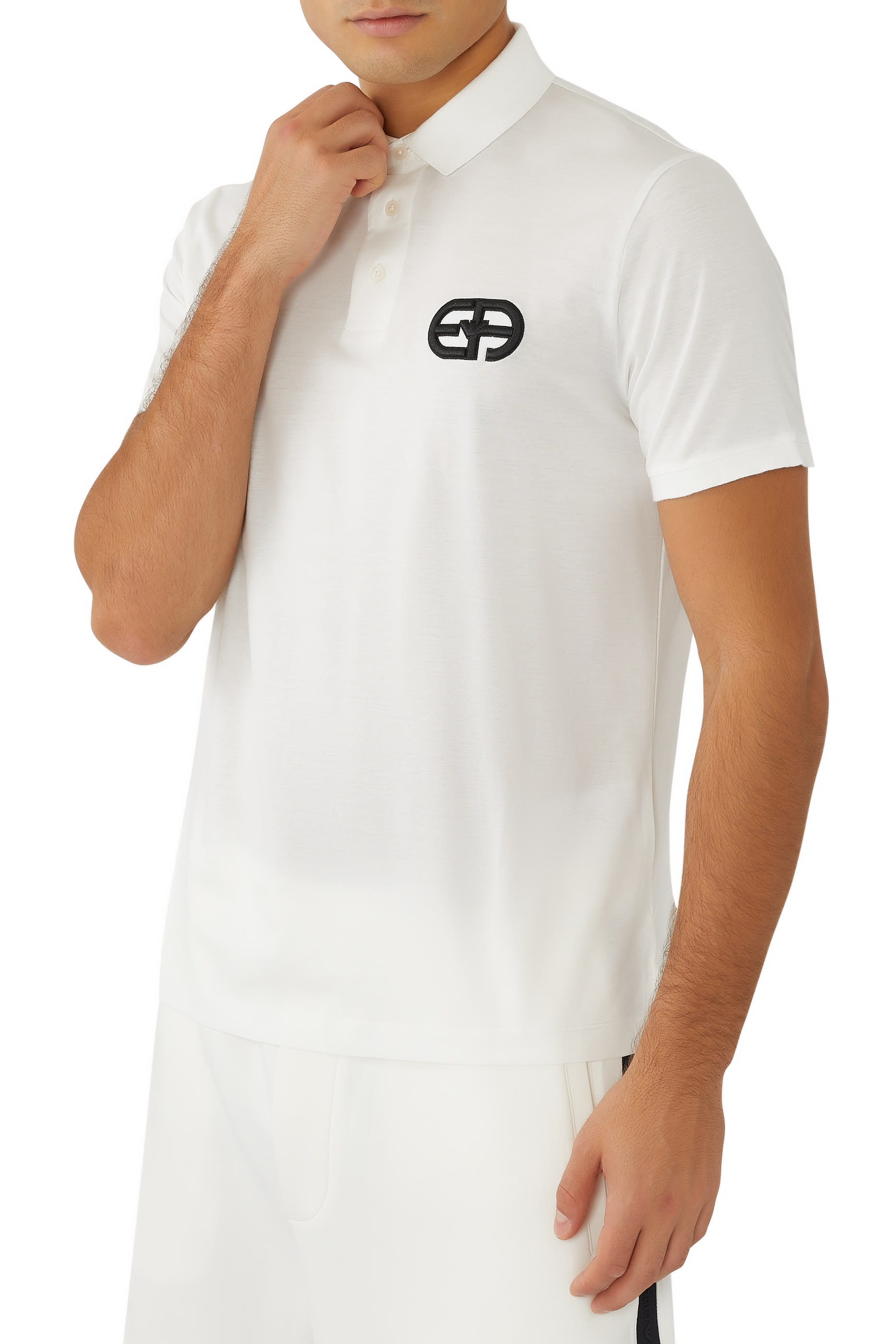 Embossed EA Logo Embroidery Lyocell-Blend Jersey Polo Shirt