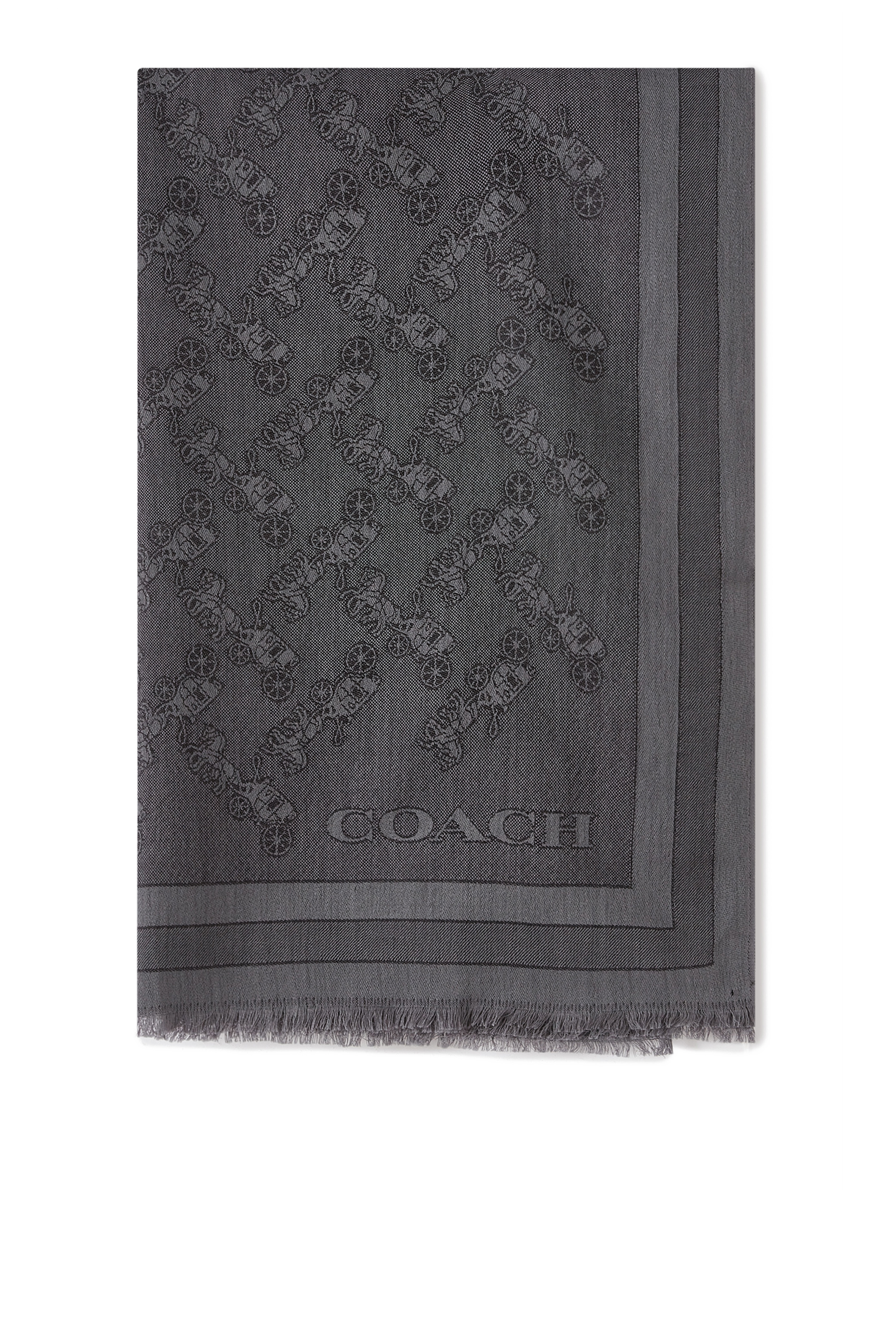 Signature Horse & Carriage Logo-Jacquard Silk-Cotton Scarf.