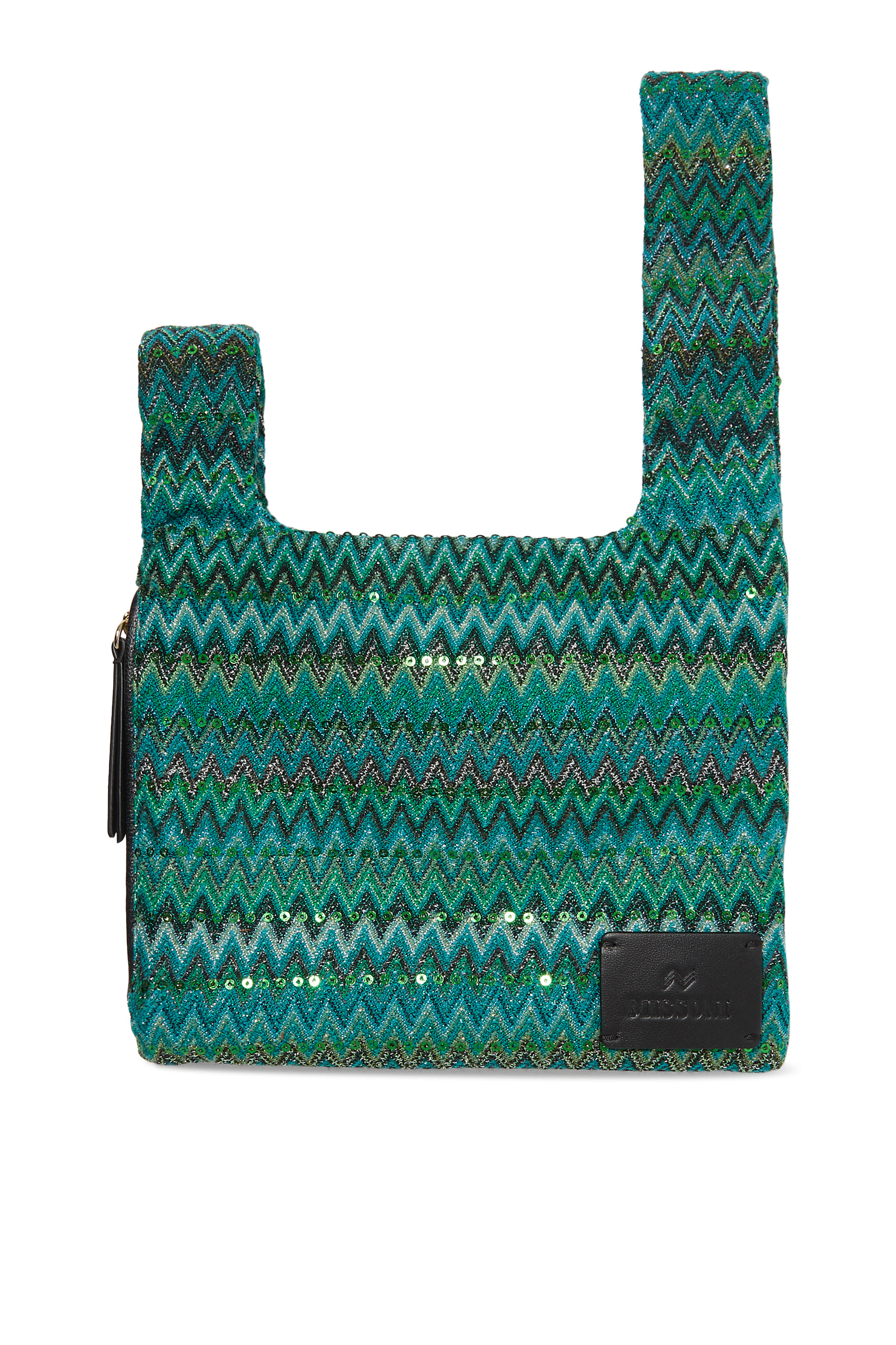 Exclusive Chevron Raschel Sequinned Knot Bag