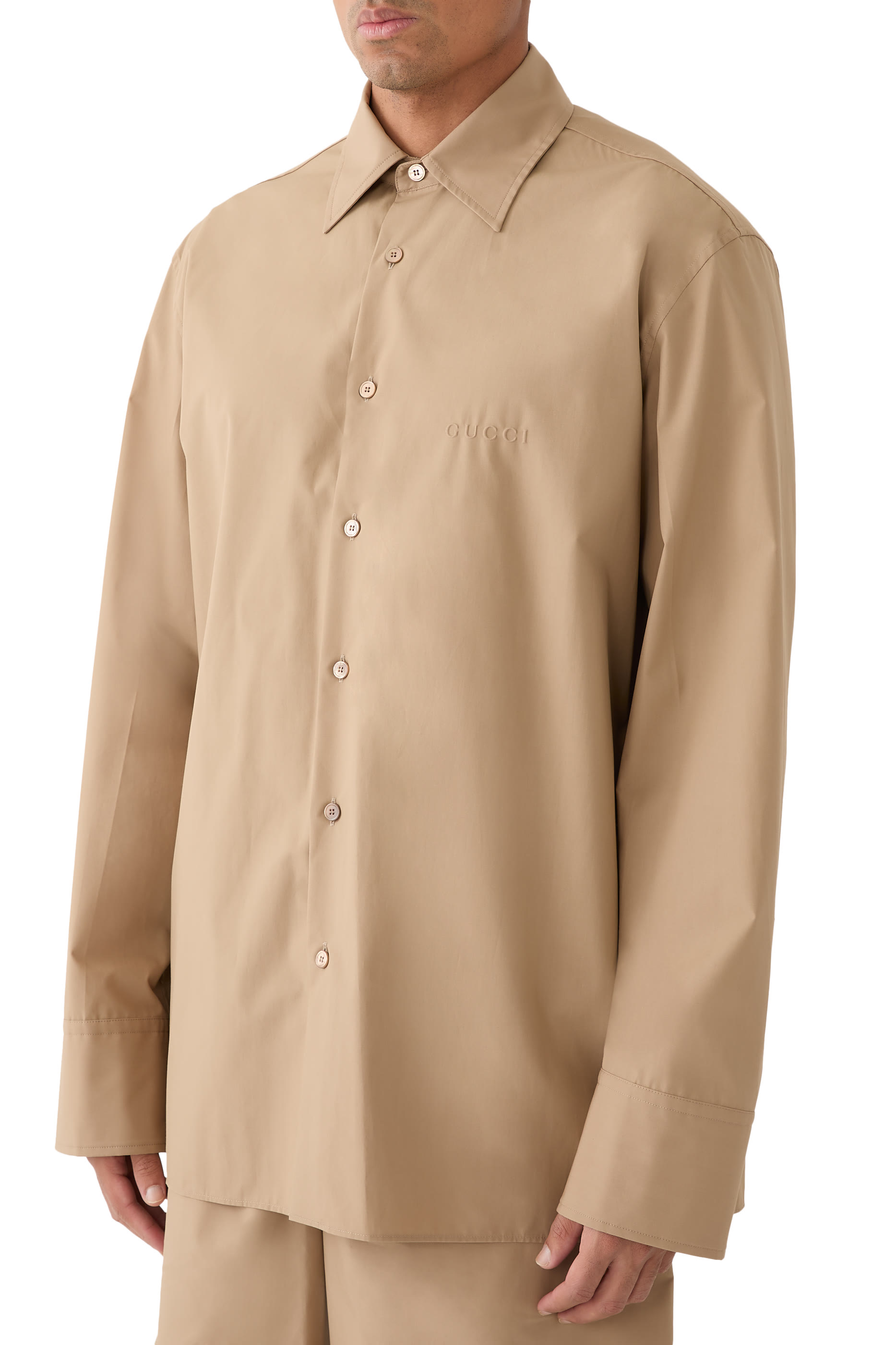 Embossed Cotton Poplin Shirt 