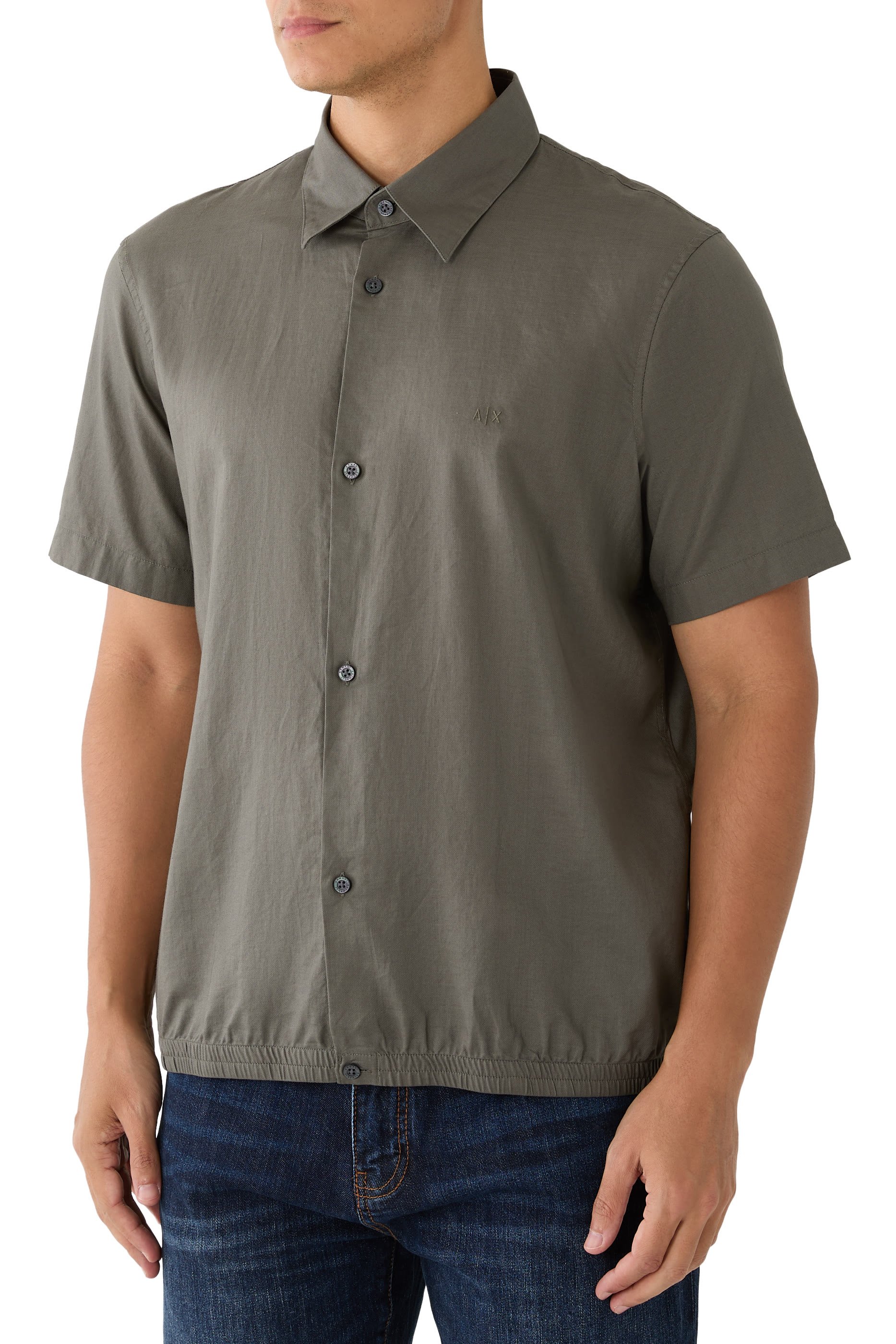 Button-Up Elasticated Hem Shirt