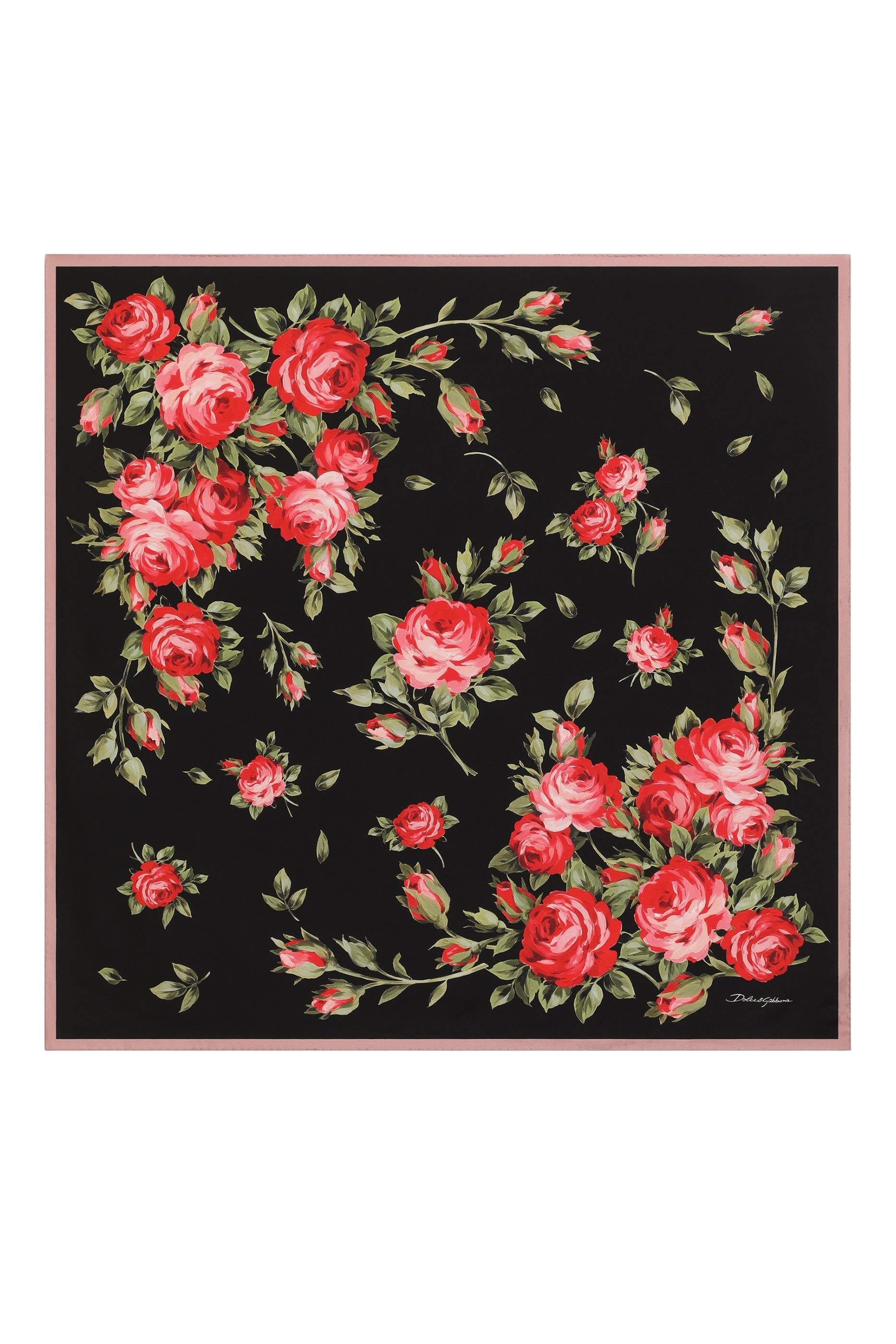 Rose Bouquet-Print Silk Twill Scarf