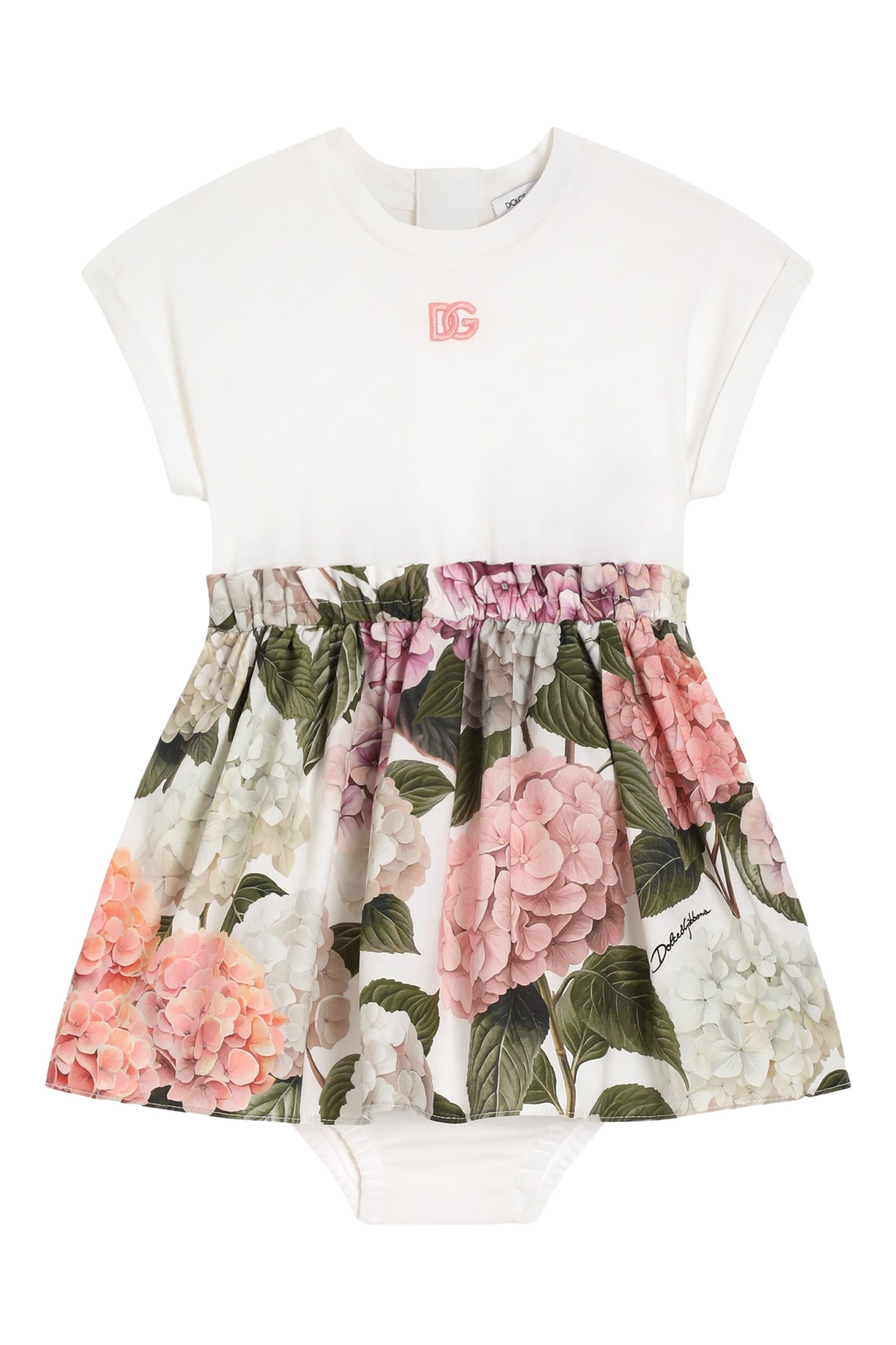 Kids Hydrangea-Print Jersey and Poplin Dress