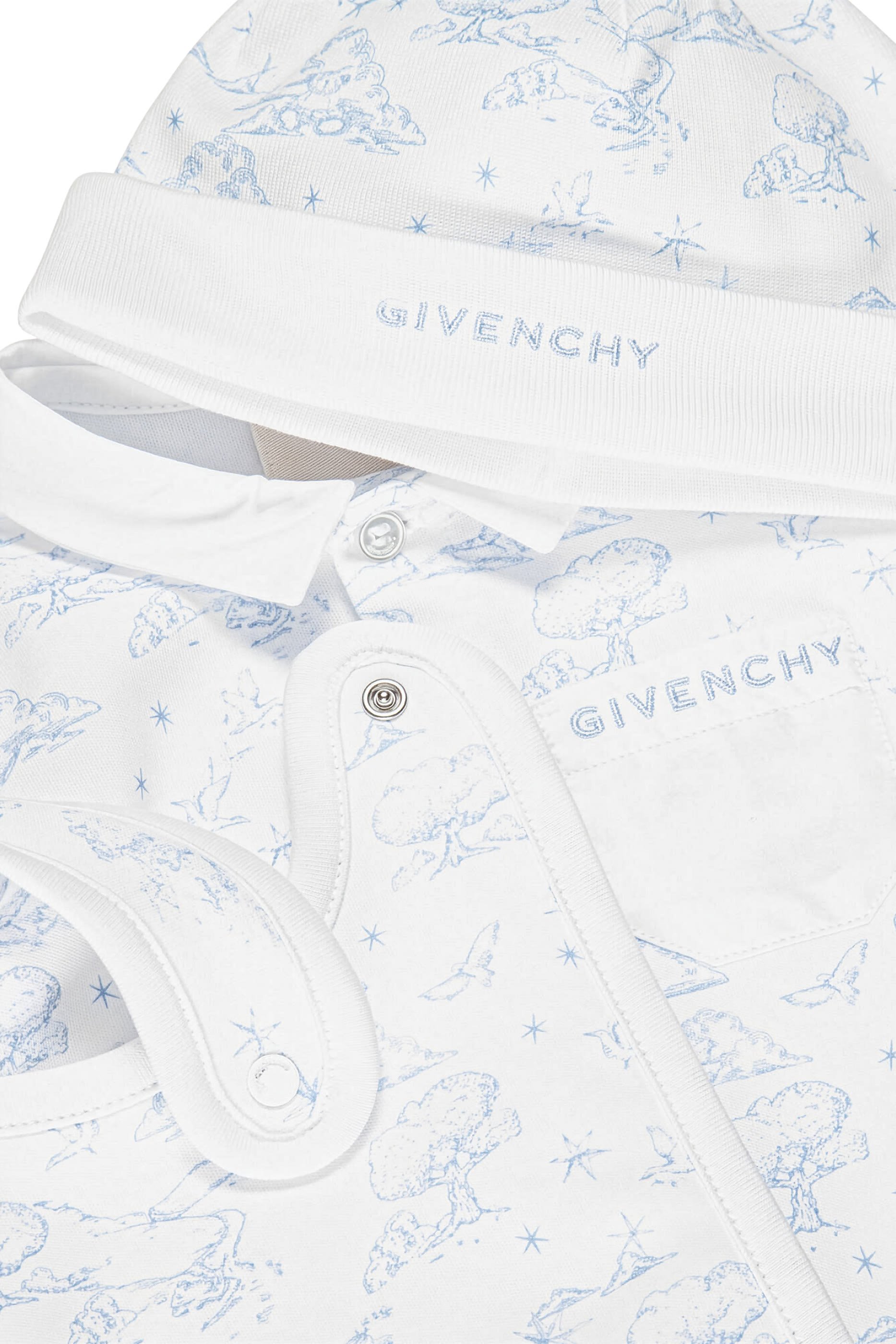 Kids Cotton Jumpsuit, Bib & Hat Set 