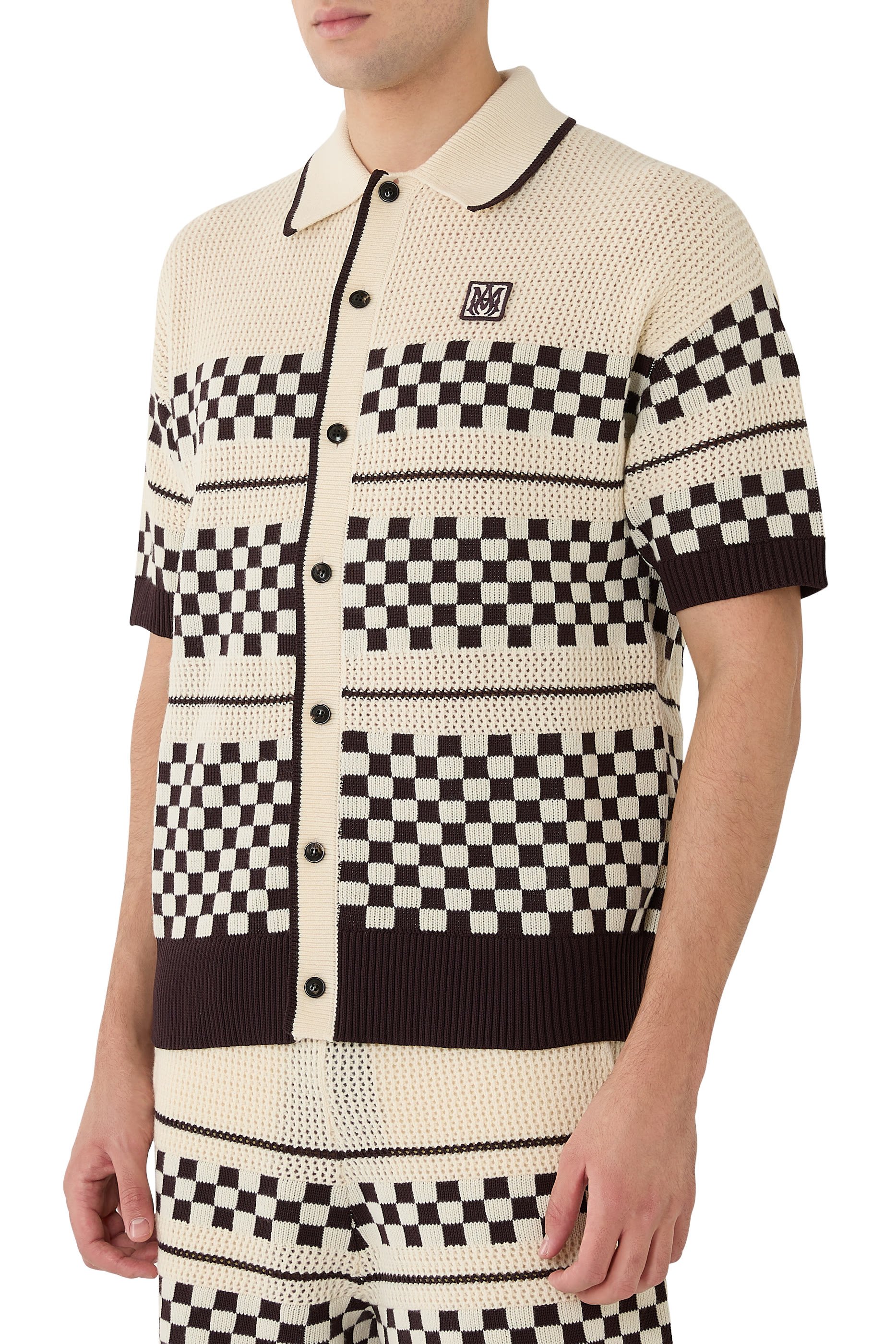 Checkered Mesh Wool Shirt 