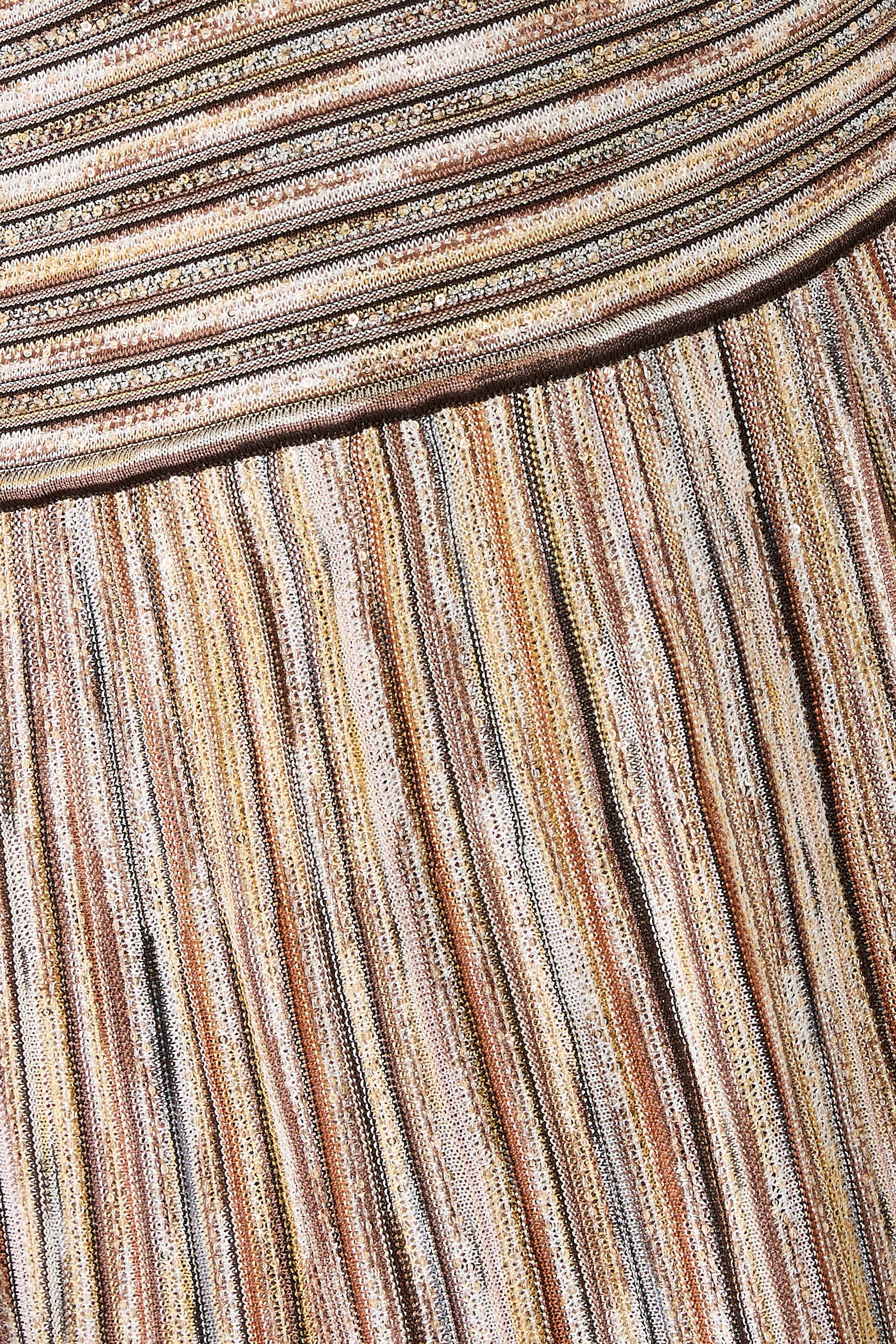 Partialized Knit Lurex Belted Long Dress