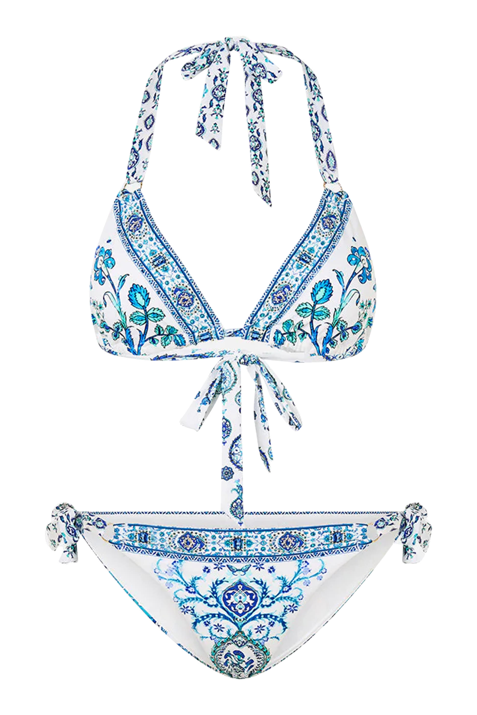 Triangle Bikini Set with Tie Sides and Ring Trims