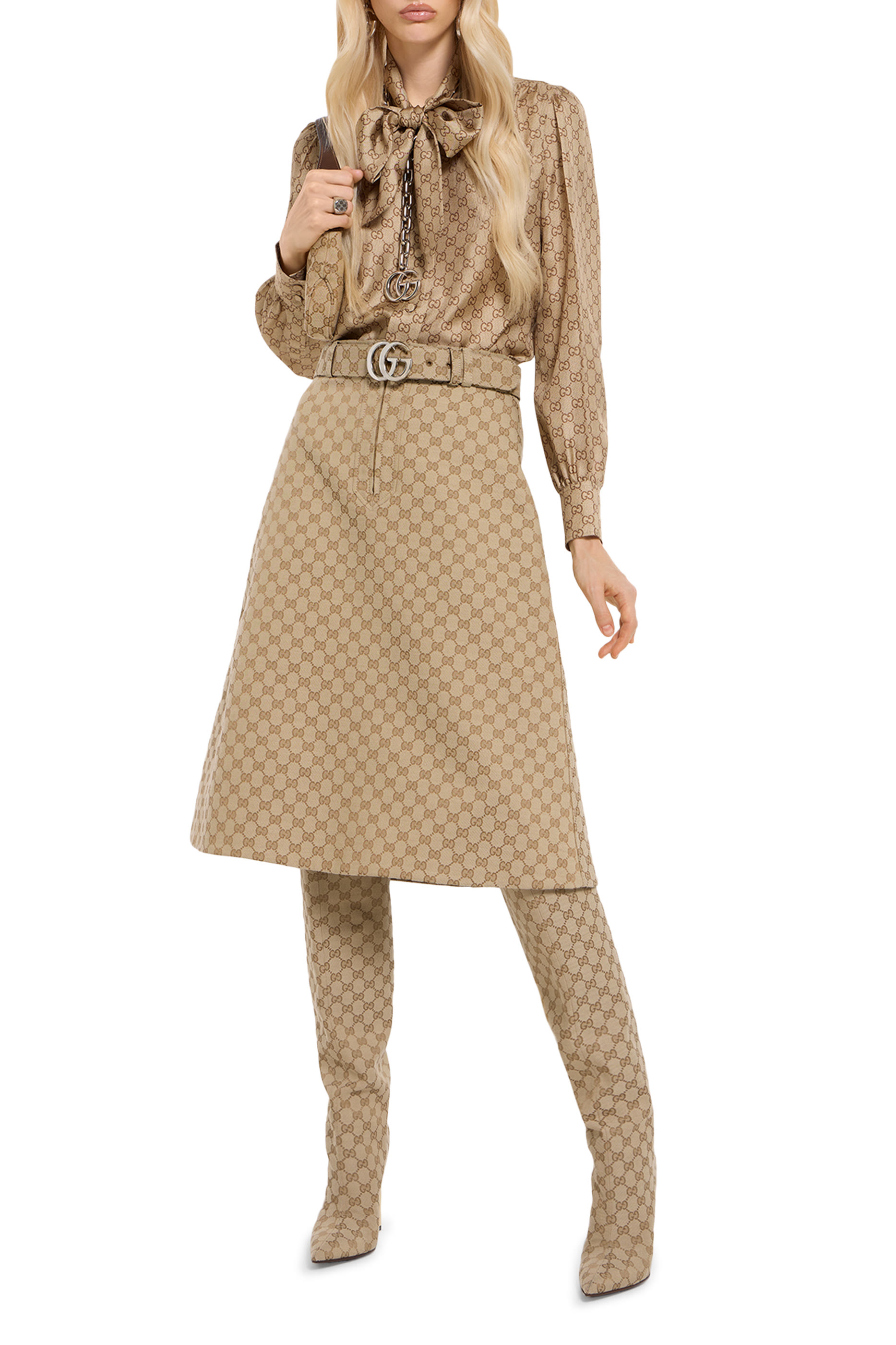 GG Cotton Canvas Fabric Skirt