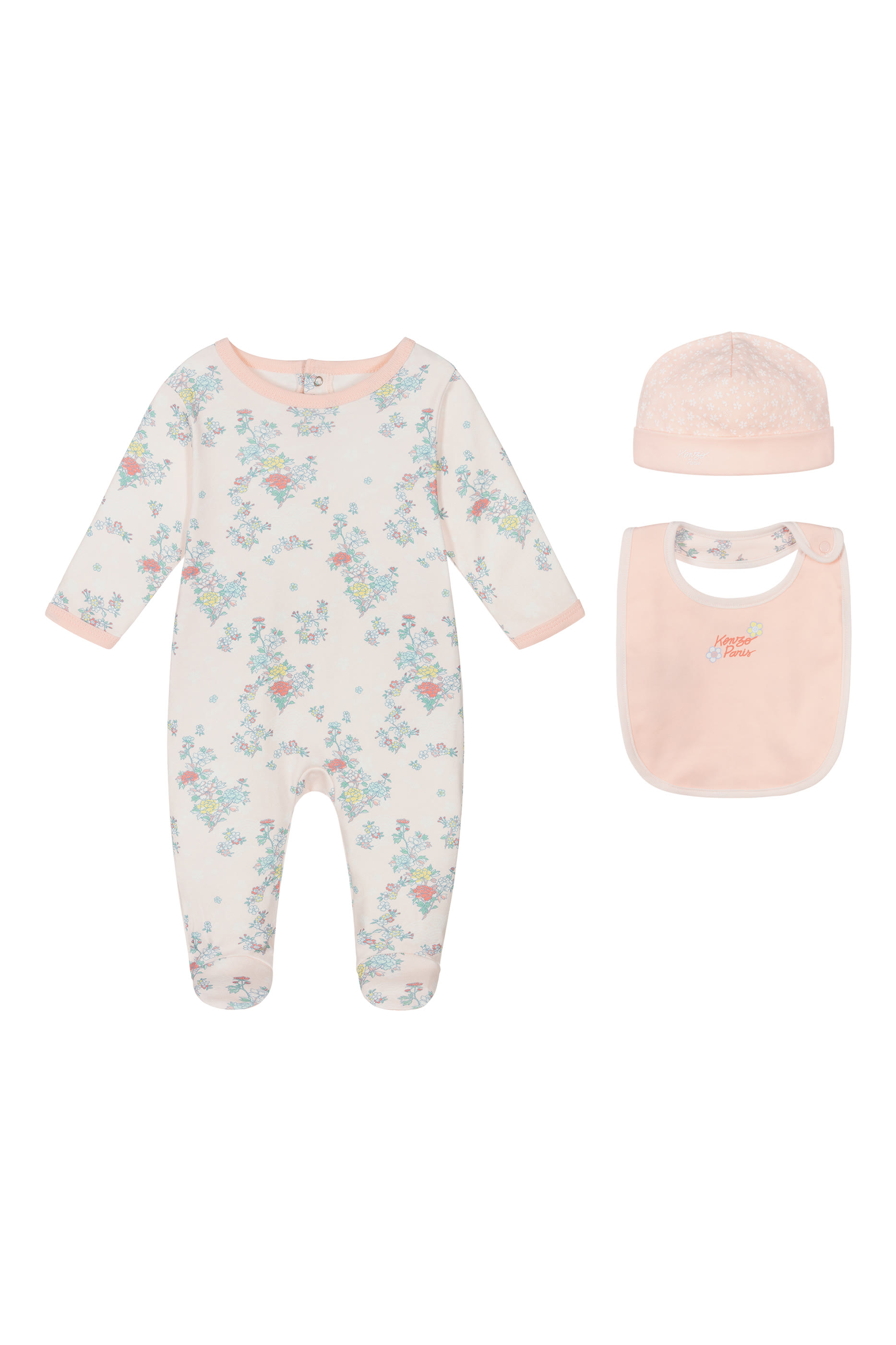 Kids Cotton Bodysuit, Bib & Hat Set