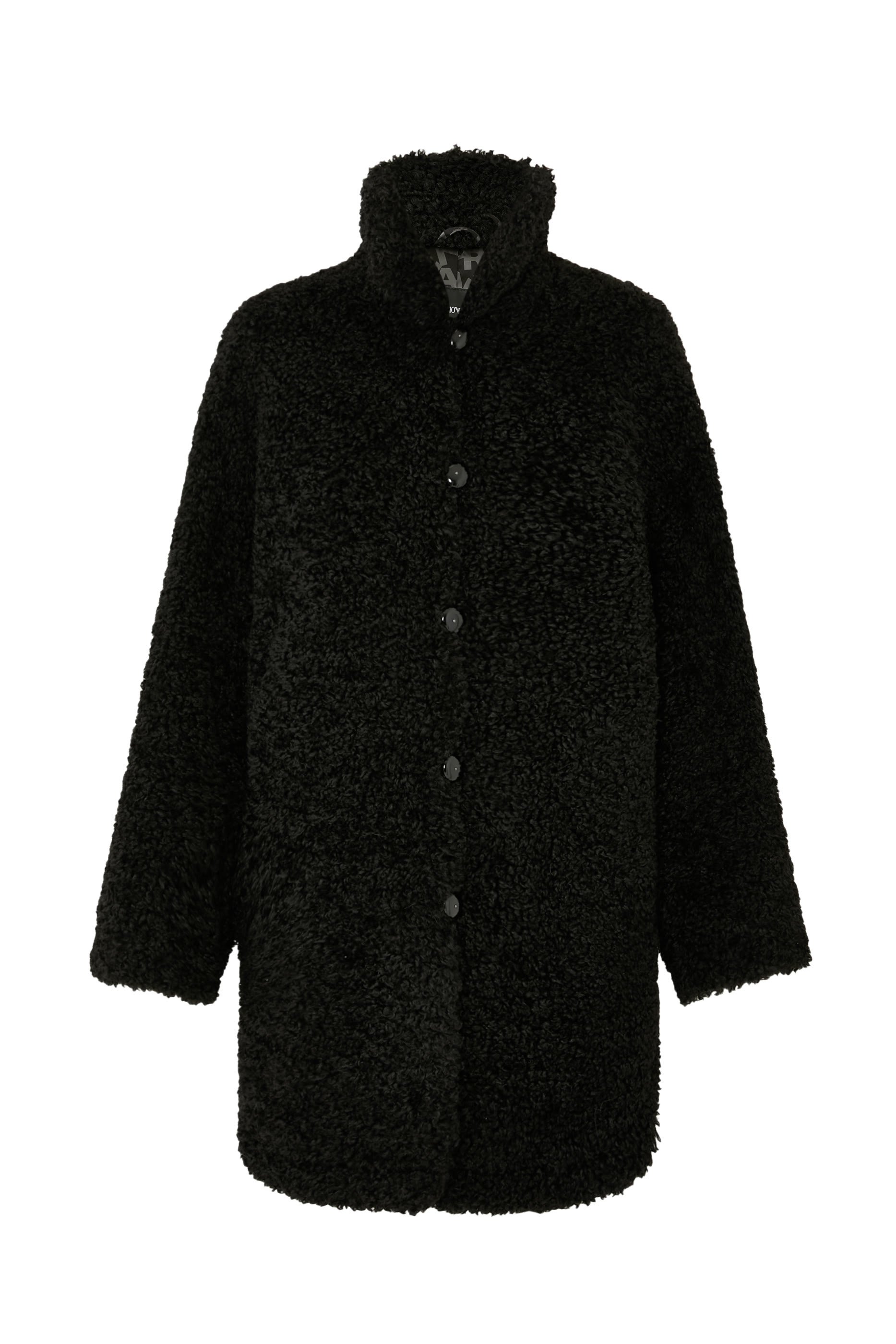 Bouclé Cloth Coat with Off-Centre Closure