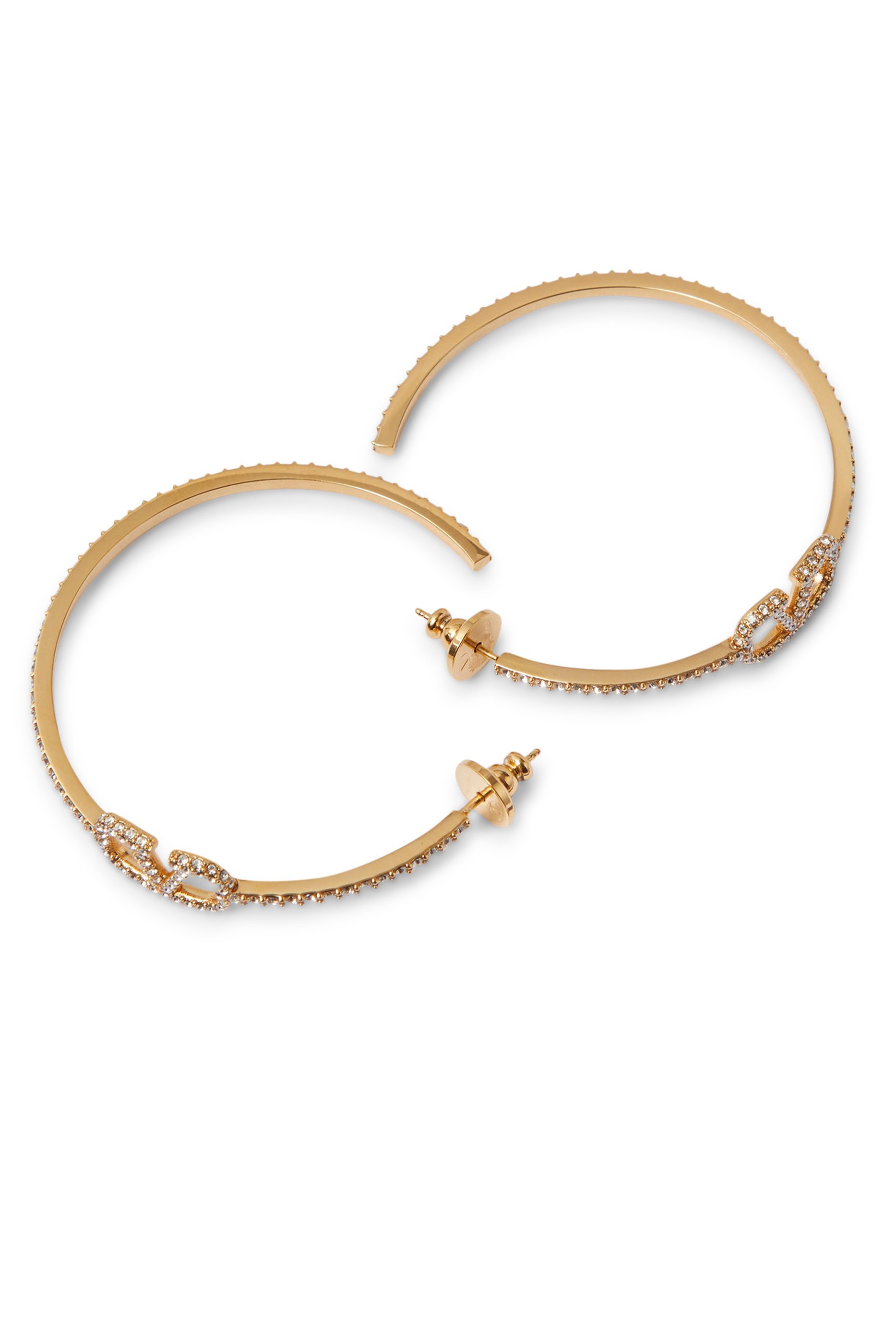 VLogo Signature Crystal Half Hoop Earrings