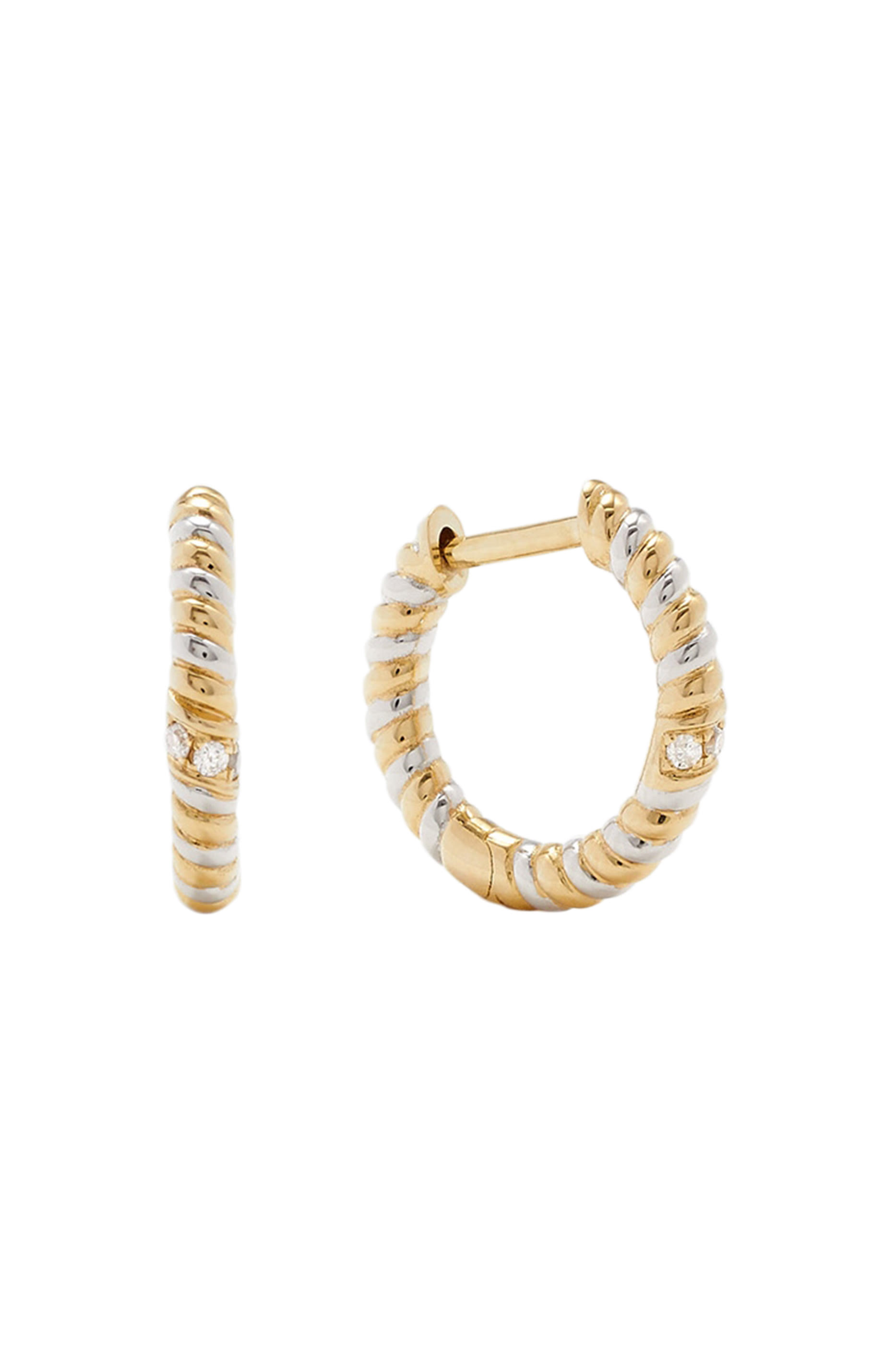 Hoop Earrings, 9kt Mix Gold & Diamonds