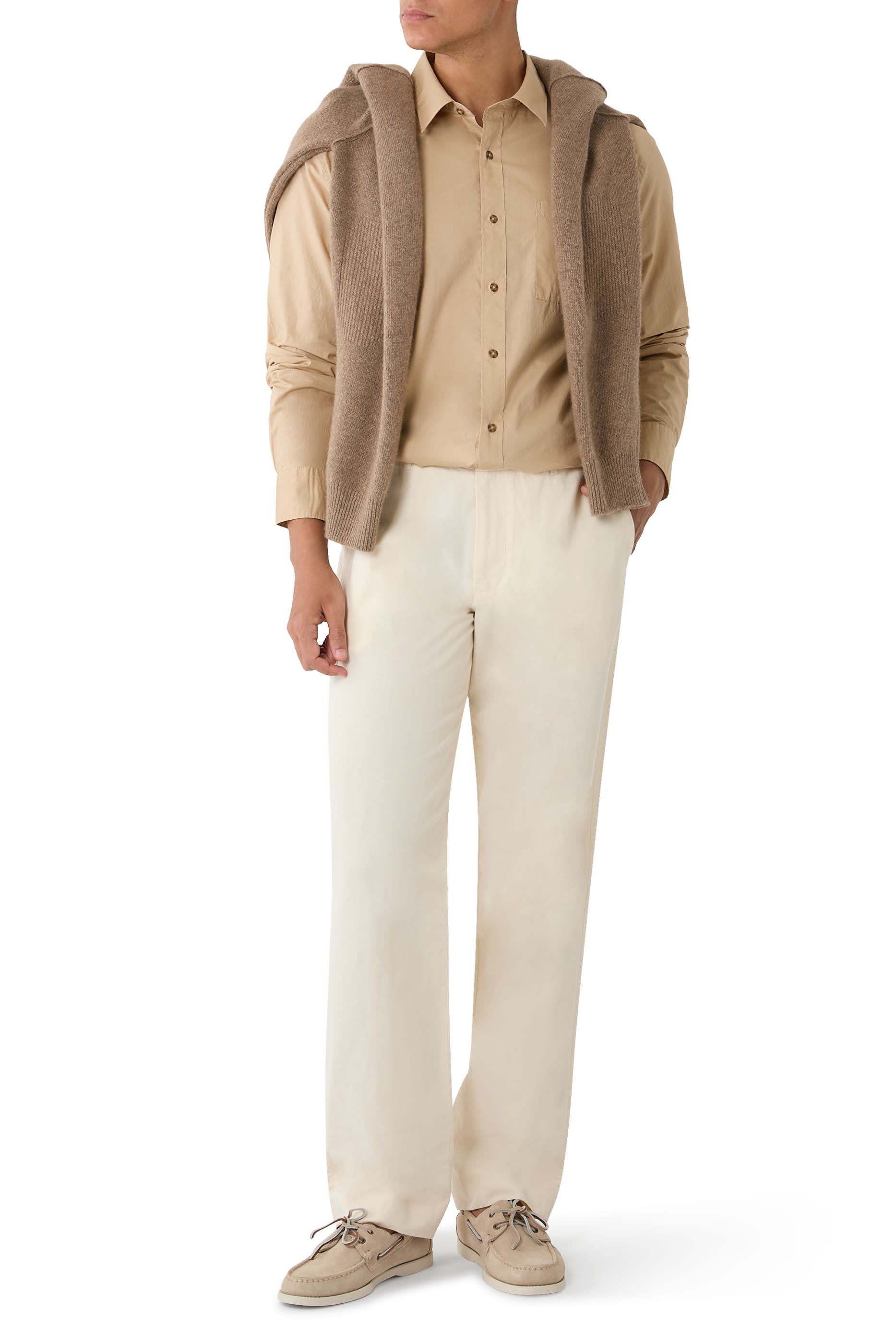 Cotton Poplin Button-Front Shirt 