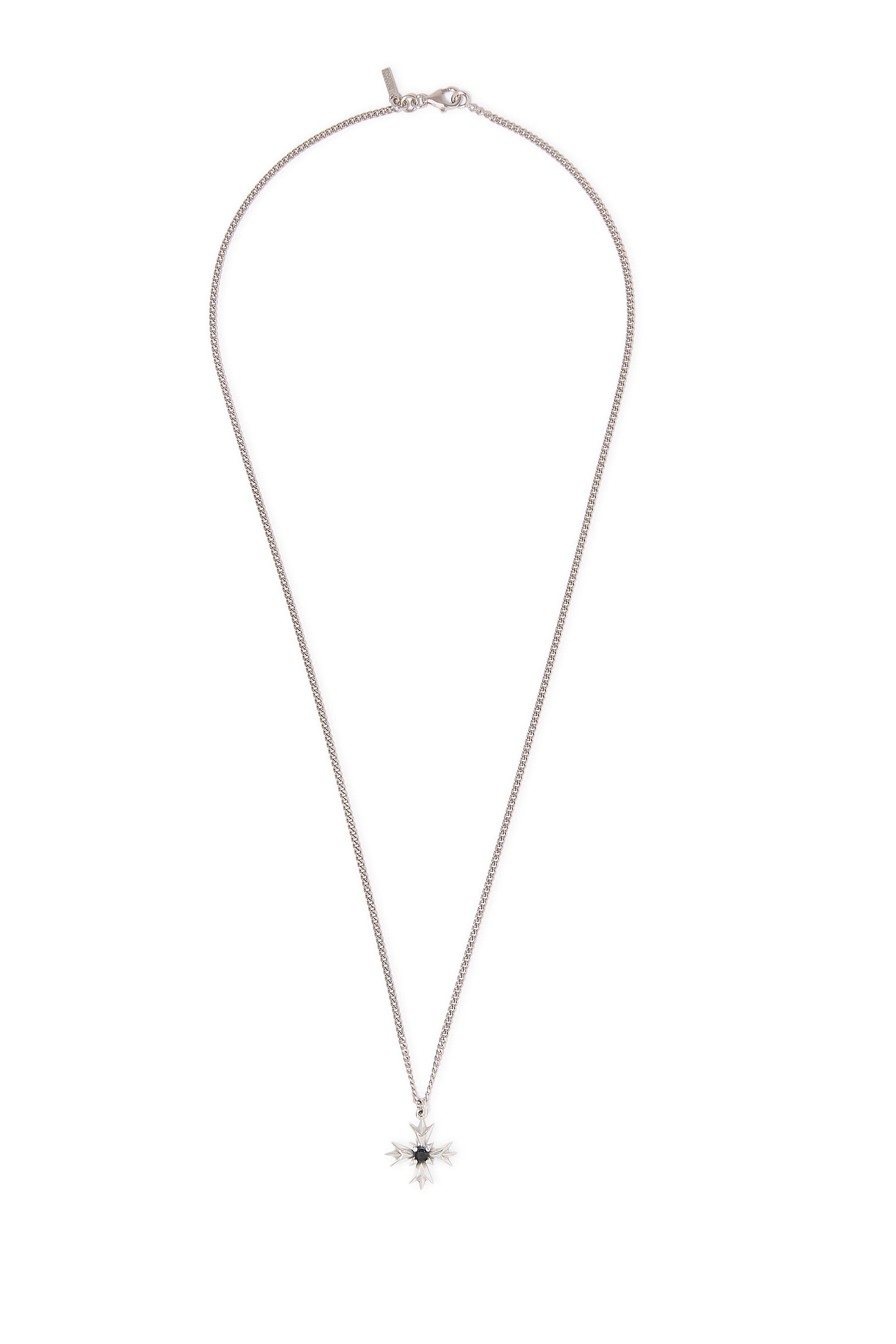 Crest and Crystal Necklace, Sterling Silver & Zirconia Stone