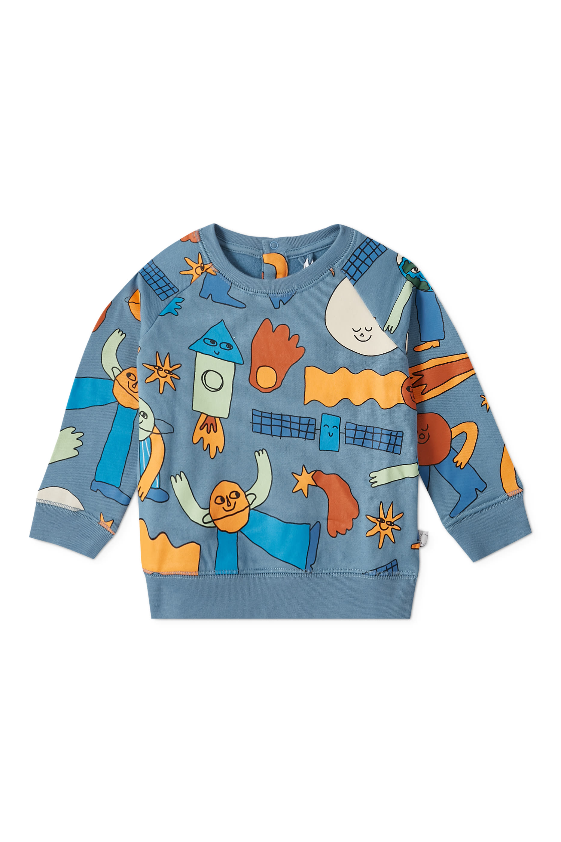 Galaxy-Print Long Sleeves Organic Cotton T-Shirt