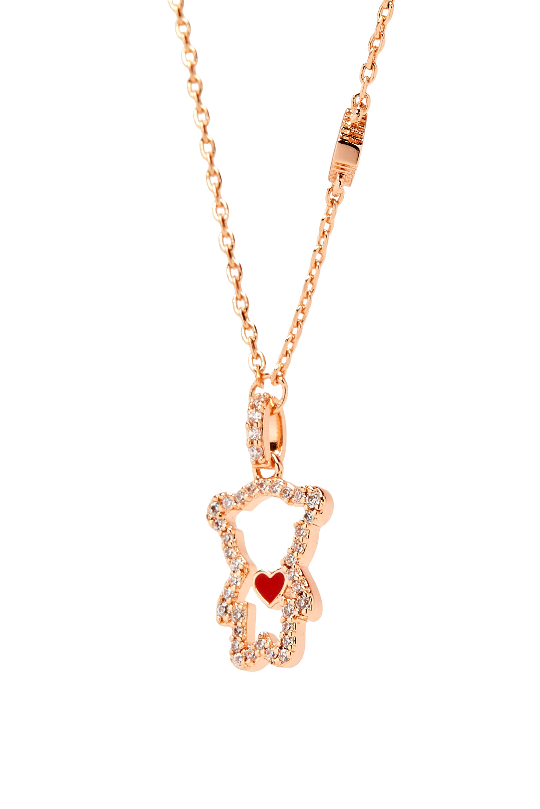 Pendant Necklace, 14k Brass & Cubic Zirconia