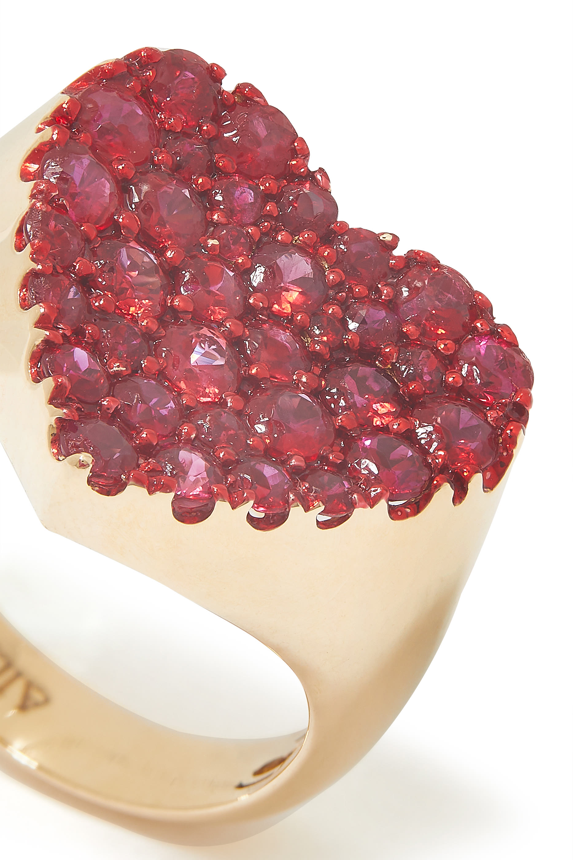 Gold Ruby Heart Ring, 18k Gold & Rubies