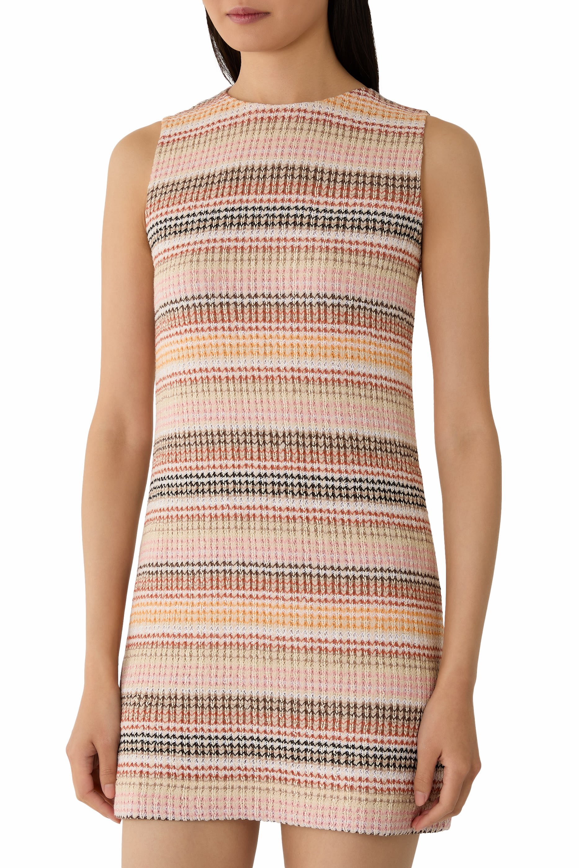  Sleeveless Dress in Cotton Blend with Caperdoni Motif