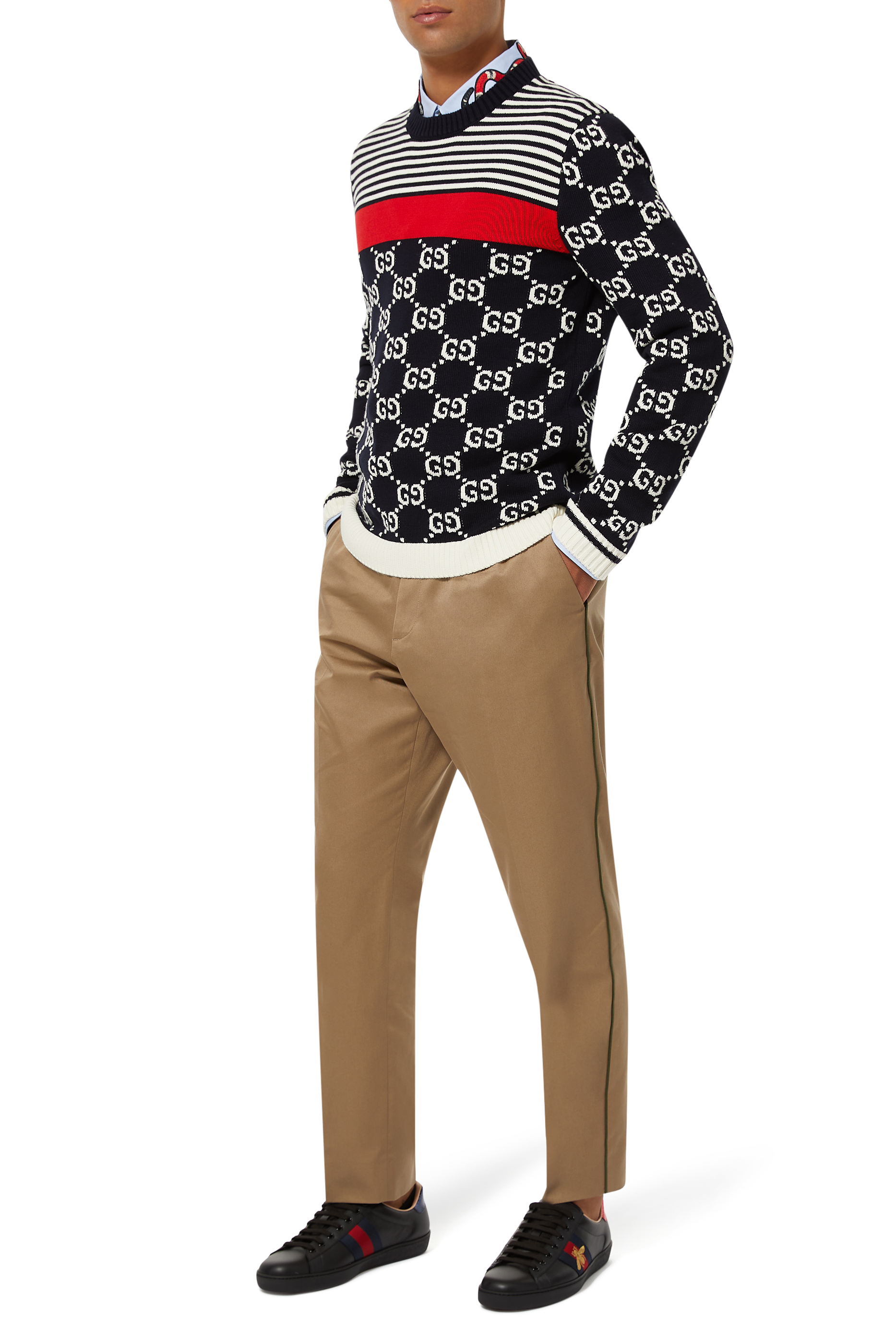 GG And Stripes Jacquard Pullover