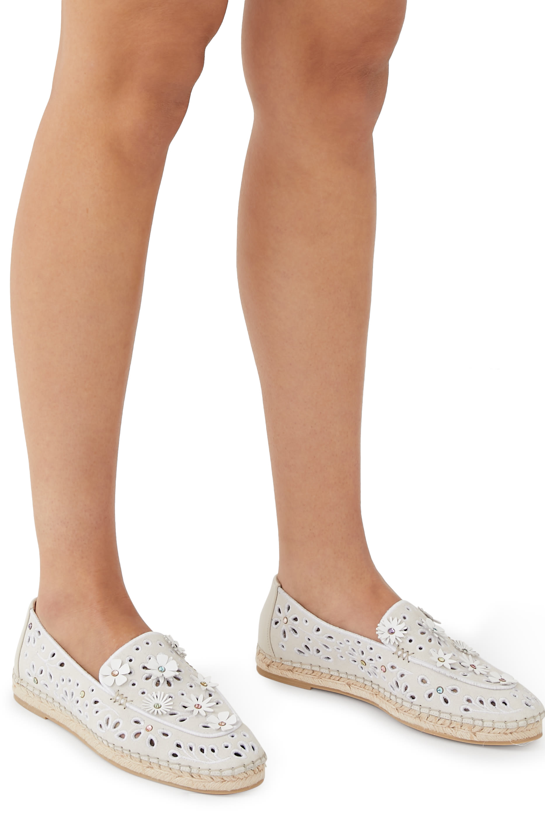 Flower Suede Espadrille Loafers