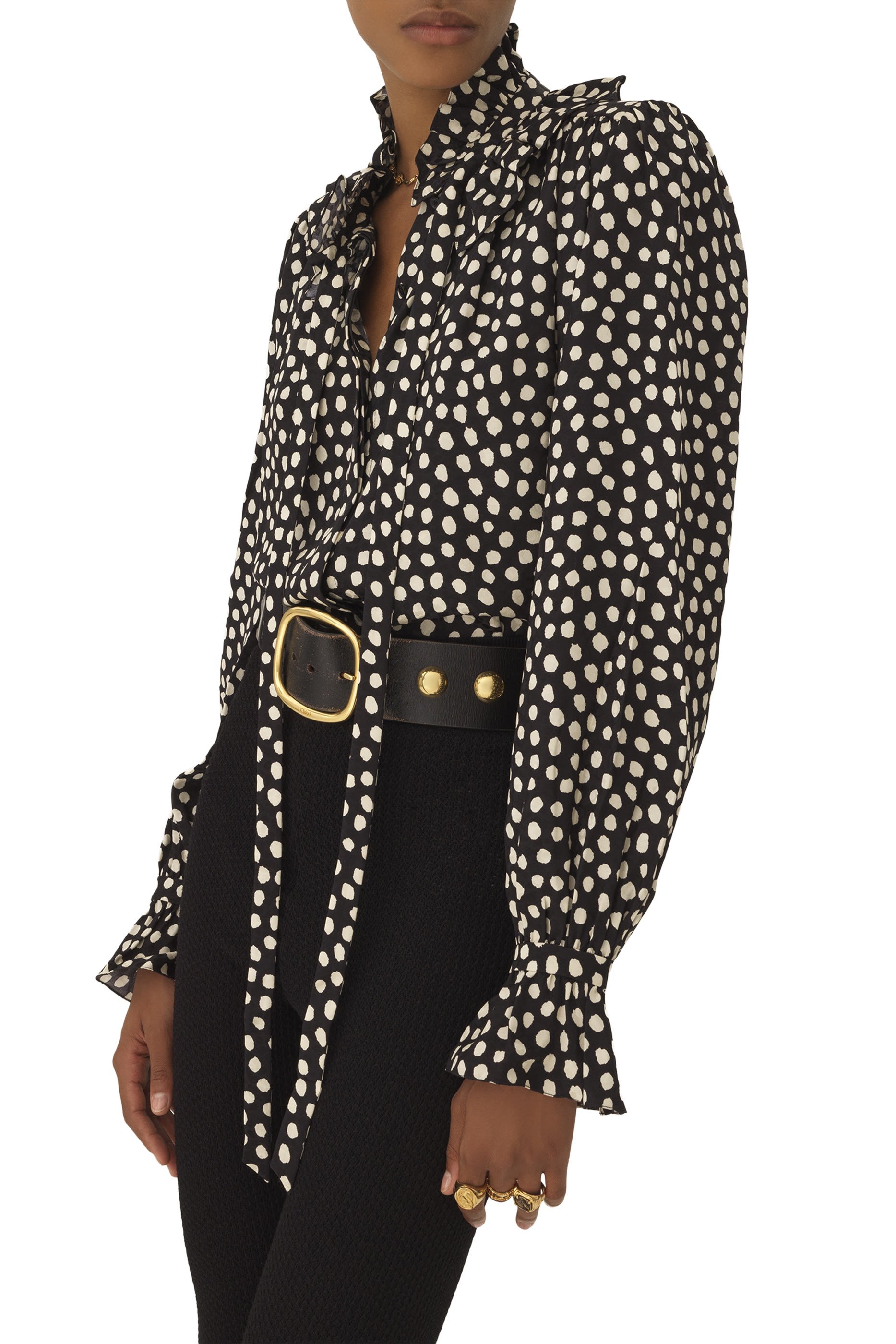 Tie-Front Ruffled Blouse