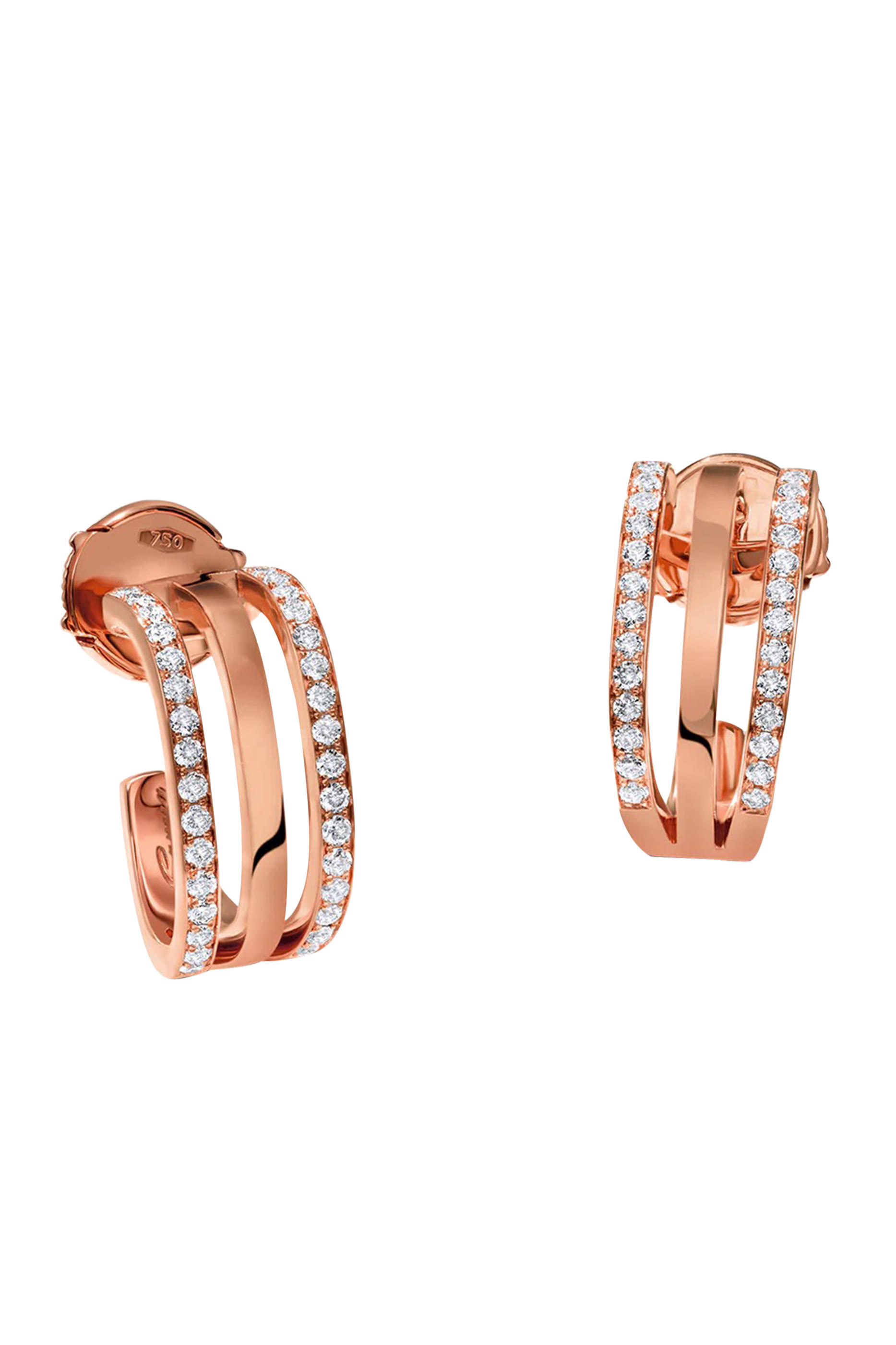 Wid Triple Earrings, 18k Rose Gold & Diamonds