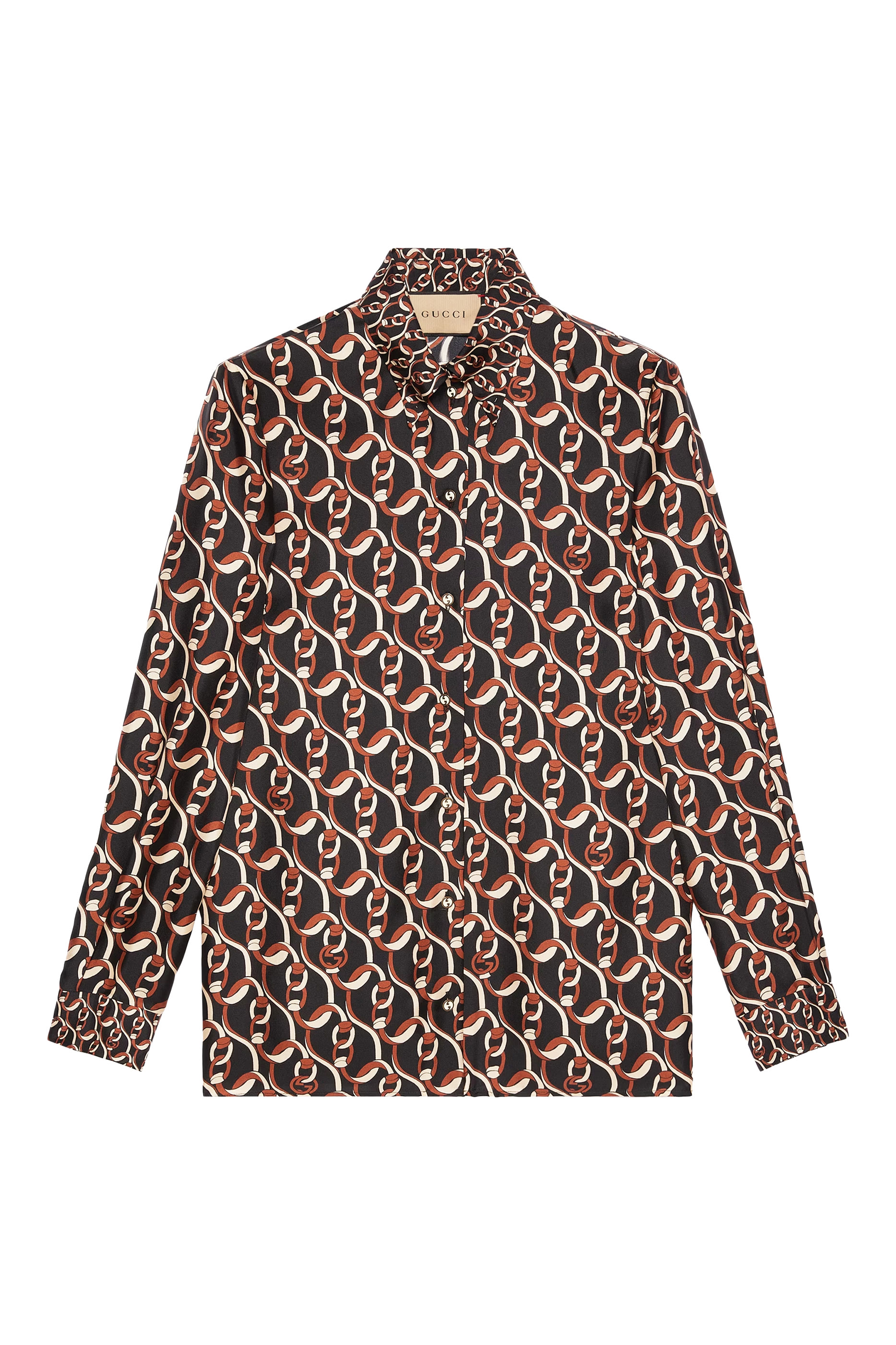 Interlocking G Chain Print Silk Shirt
