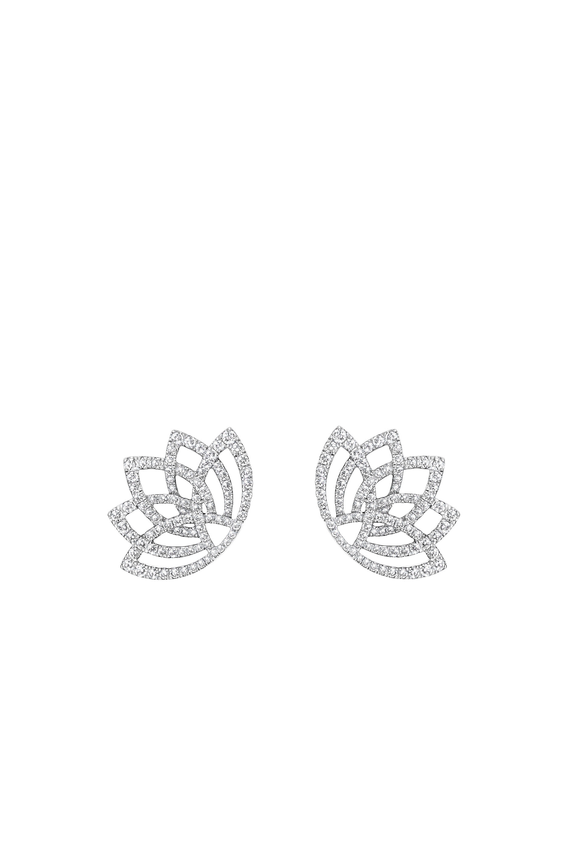 Lotus Blossom Earrings, 18K White Gold & Diamonds