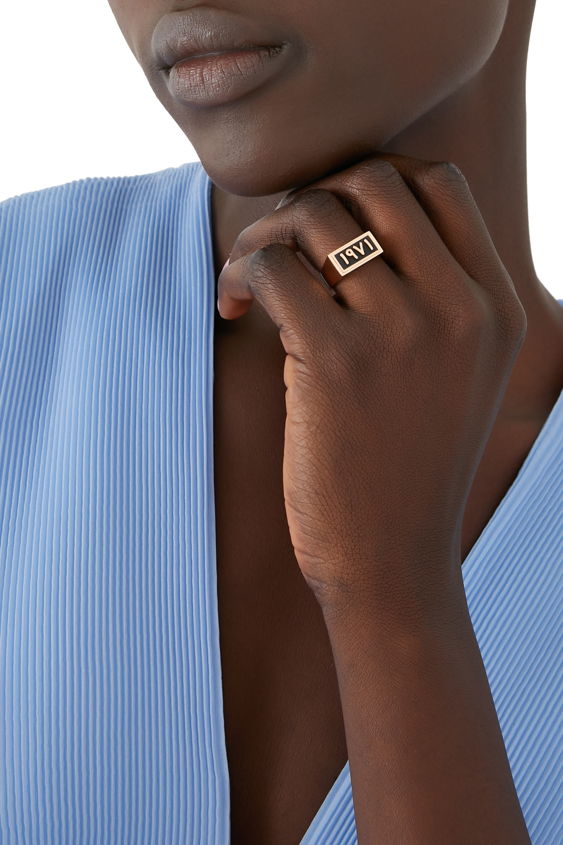 1971 Signet Ring, 18k Pink Gold & Enamel