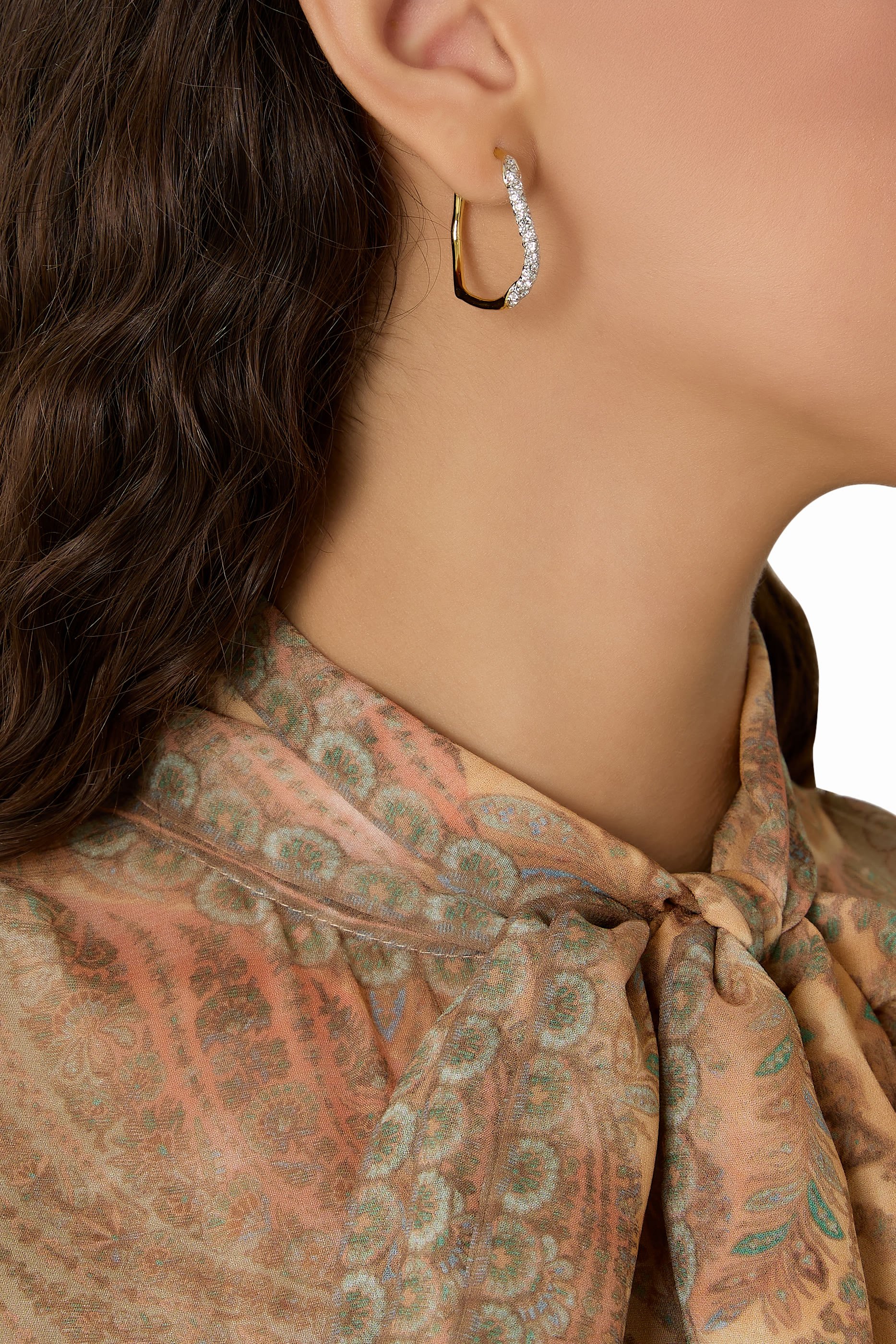 Two-Tone Pave Hoop Earrings