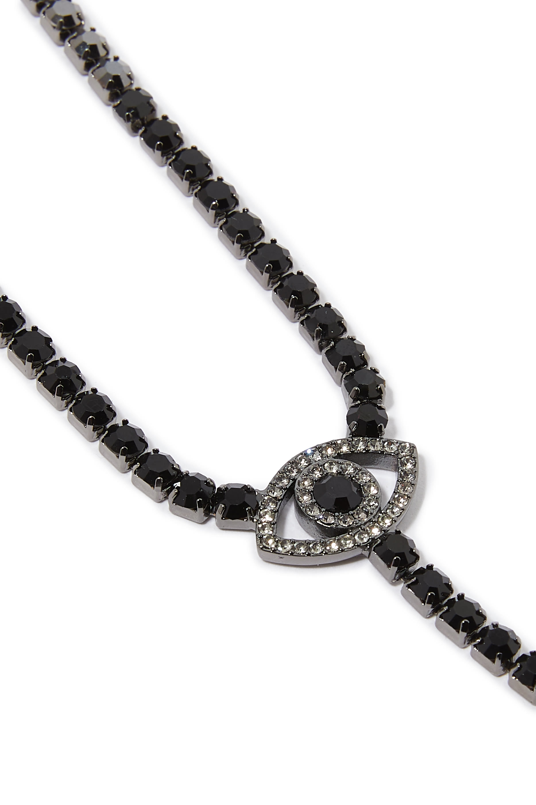 Eye Droplet Necklace, Metal & Crystals