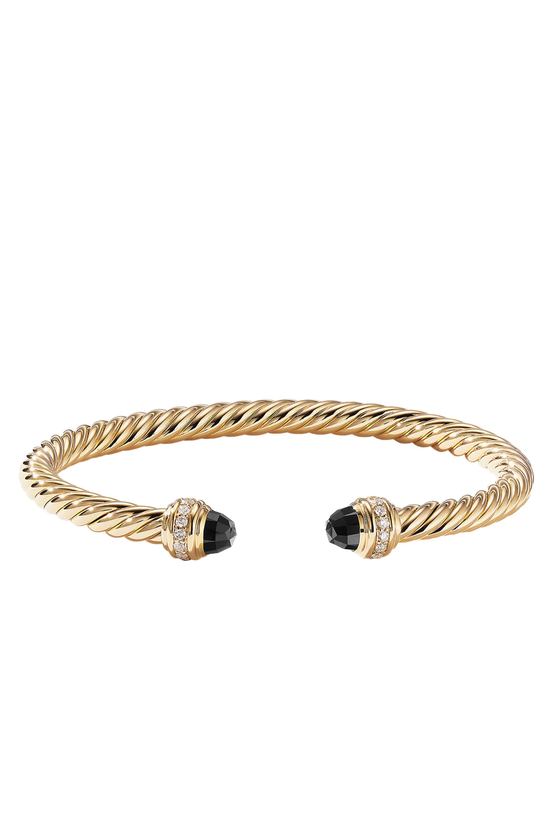 Classic Cablespira&reg; Bracelet, 18k Yellow Gold, Black Onyx & Diamonds