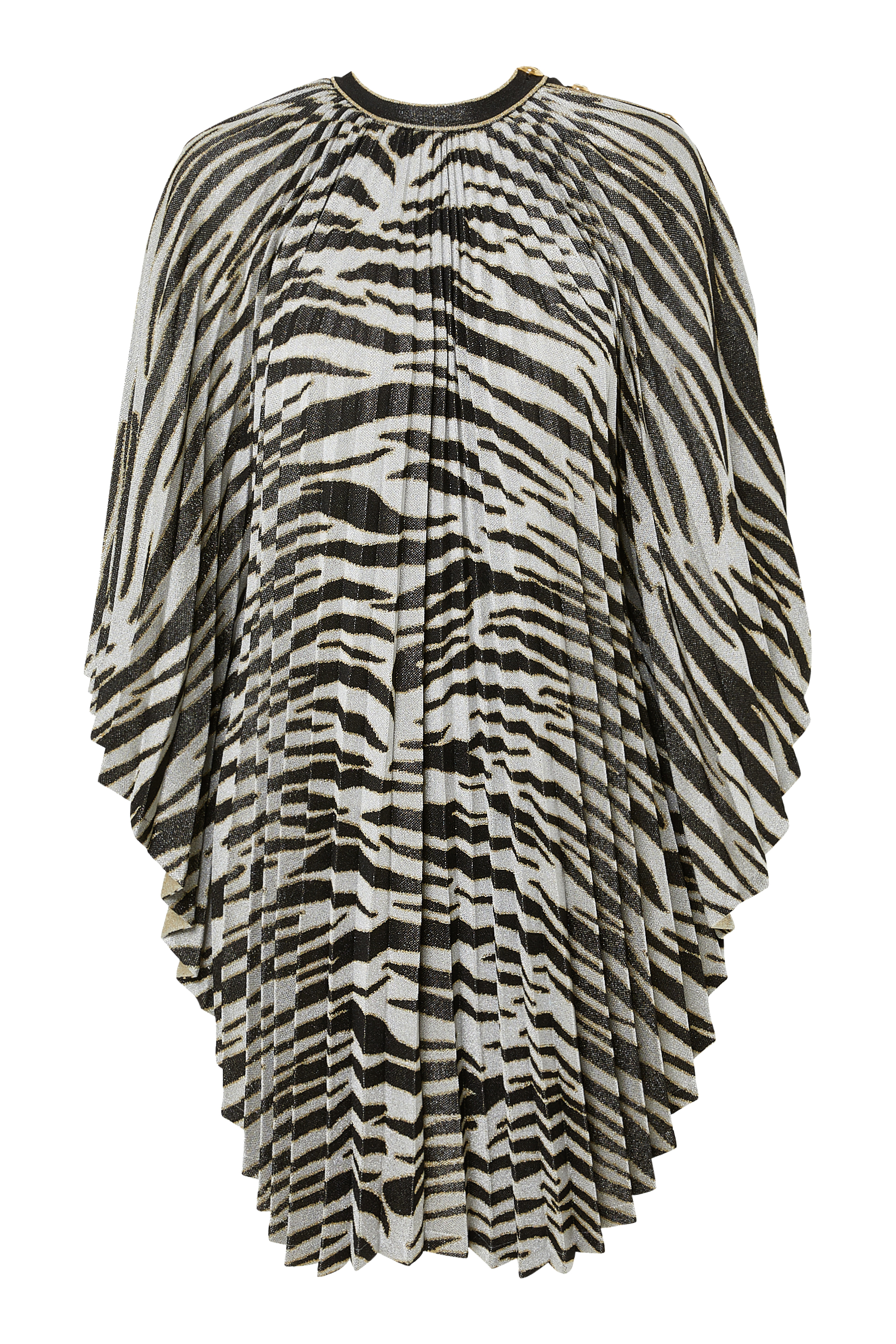 Pleated Lam&eacute; Tiger Print Dress