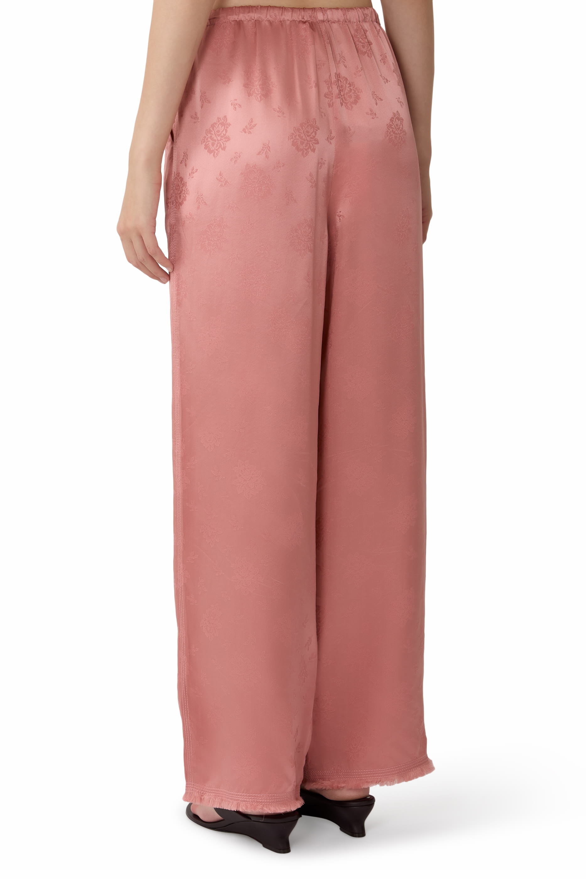 Floral Jacquard Pull-On Pants