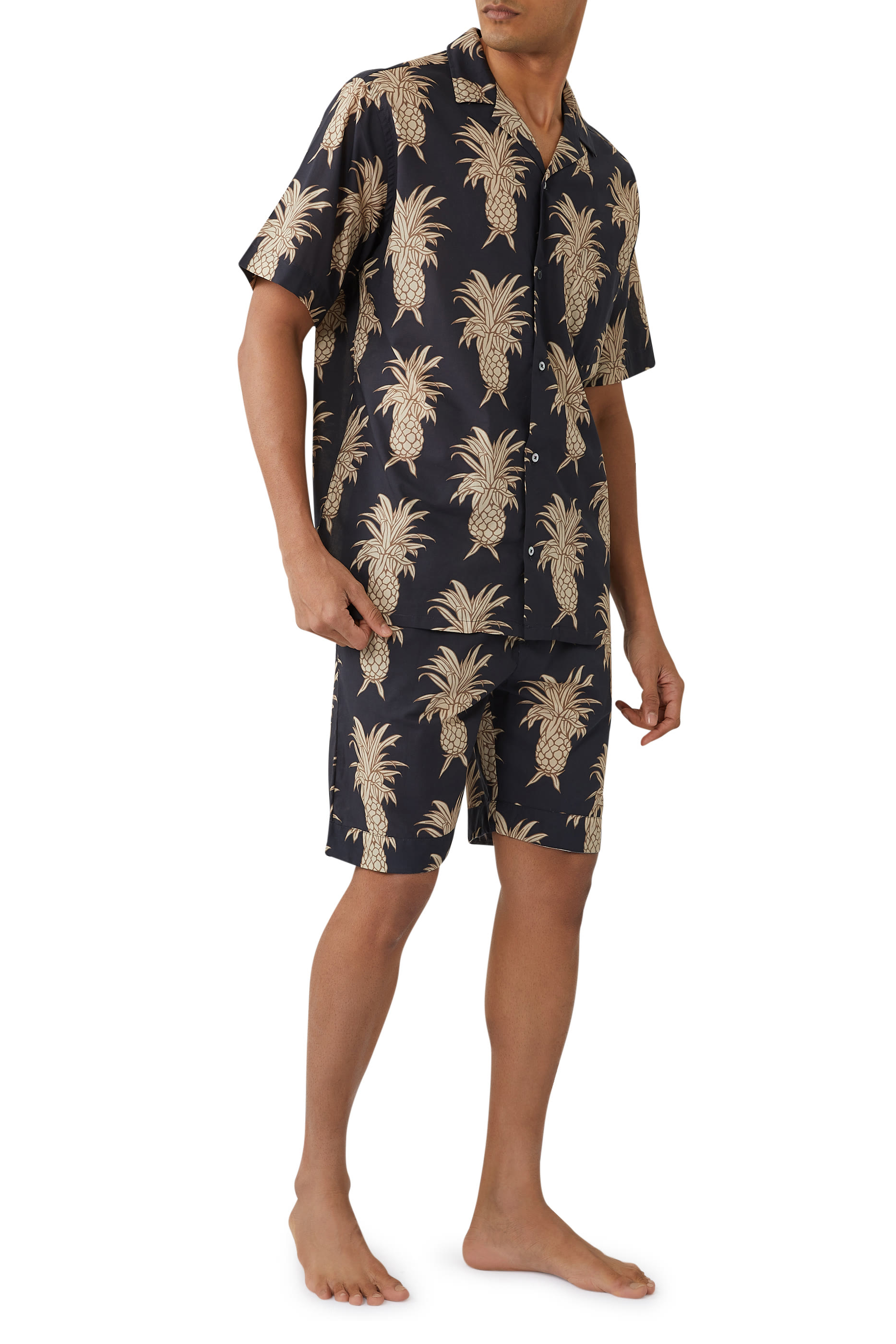 Cuban Pineapple Print Pajama Shirt