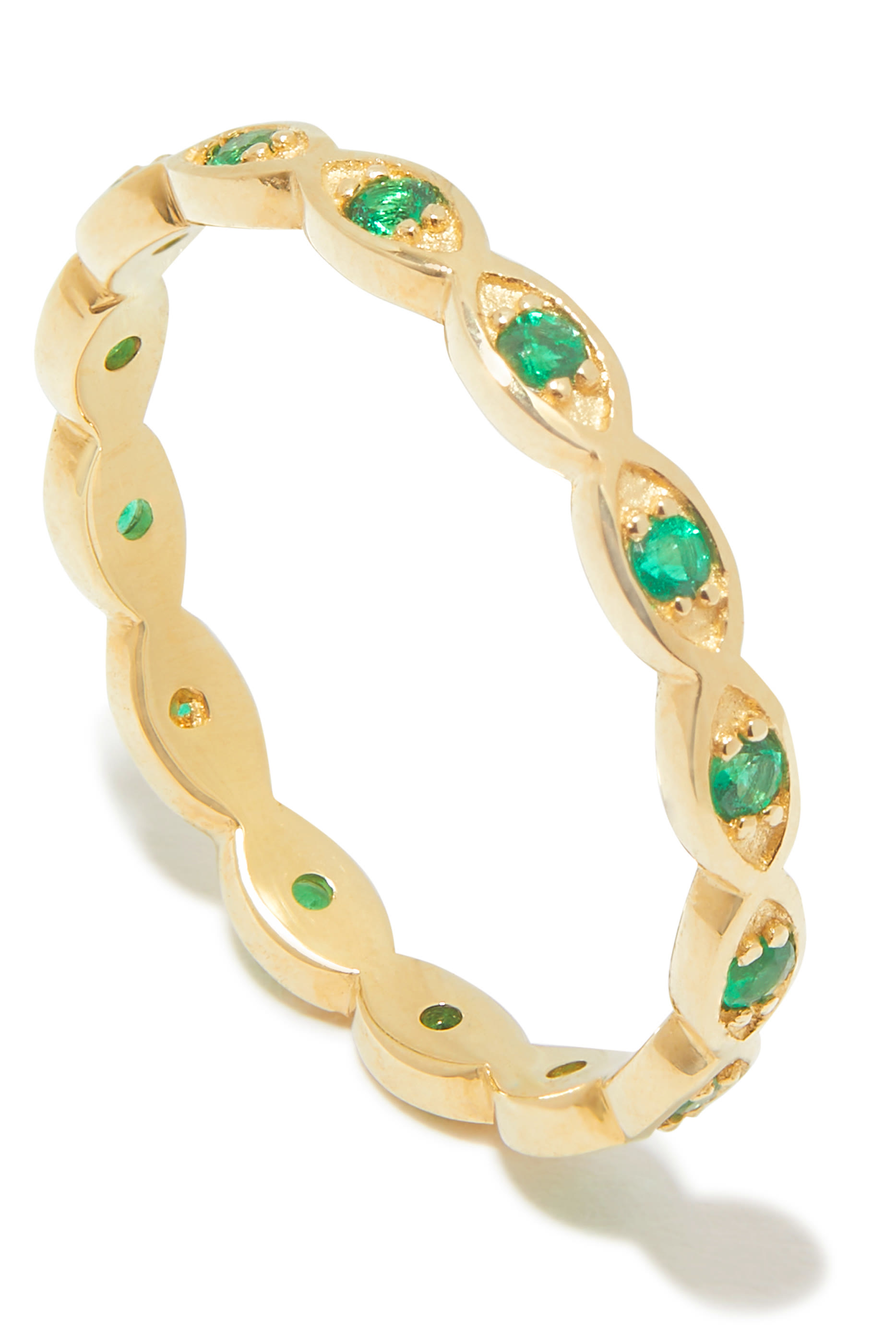 Evil Eye Eternity Band, 14k Yellow Gold & Emerald