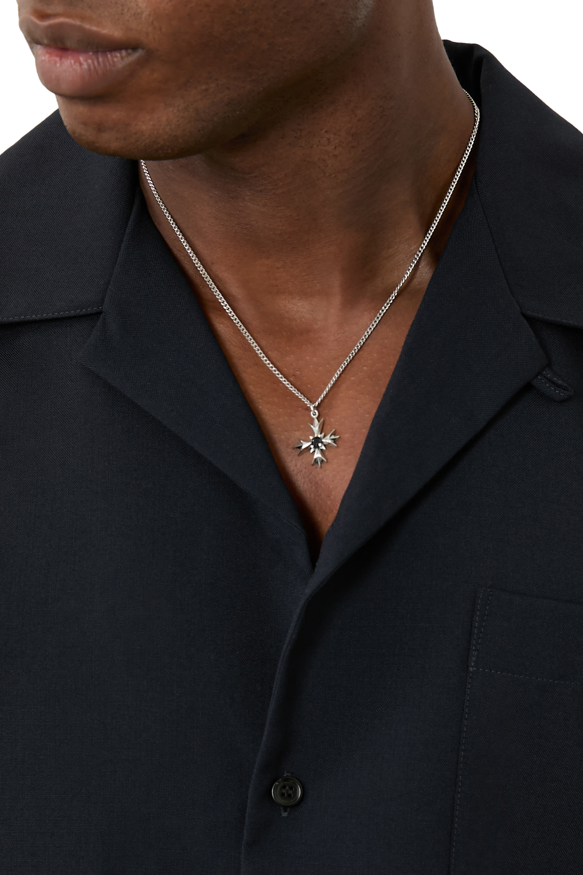 Crest and Crystal Necklace, Sterling Silver & Zirconia Stone